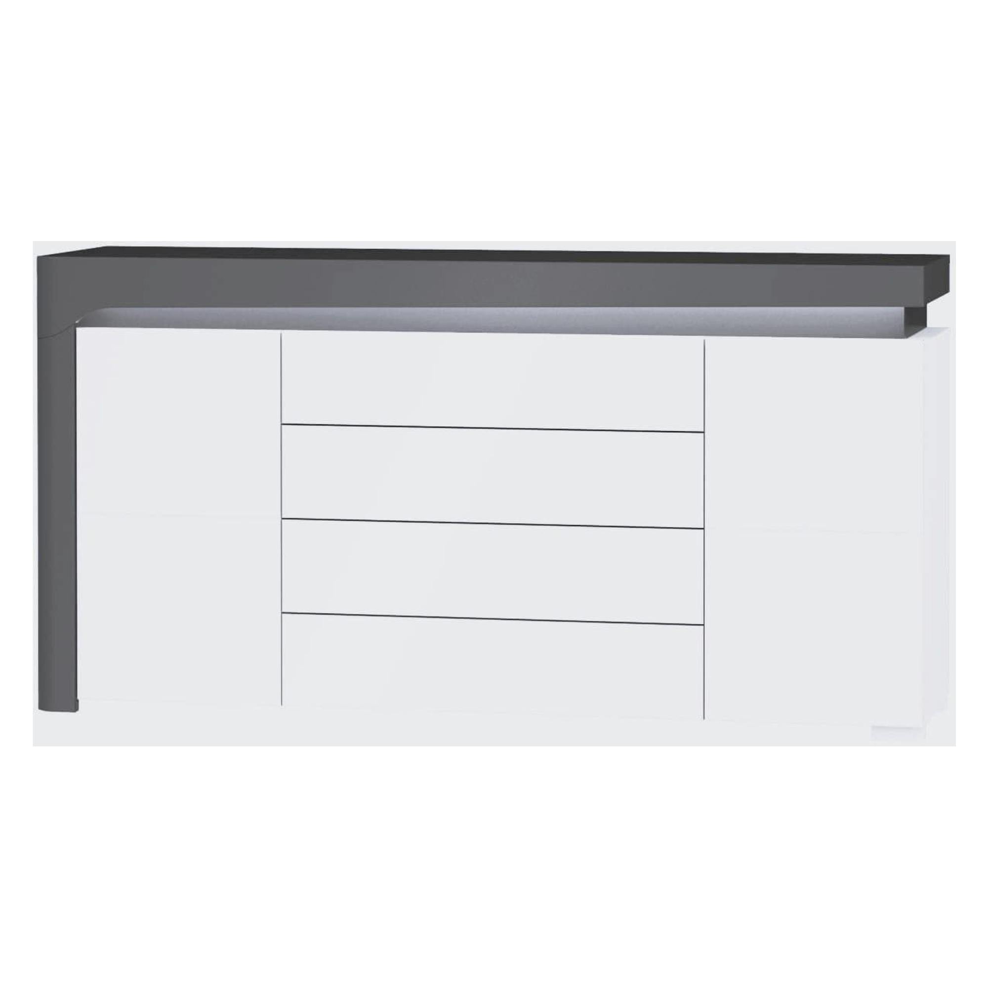 Athens Grey And White Gloss 2 Door / 4 Drawer Sideboard With Lights - 3170