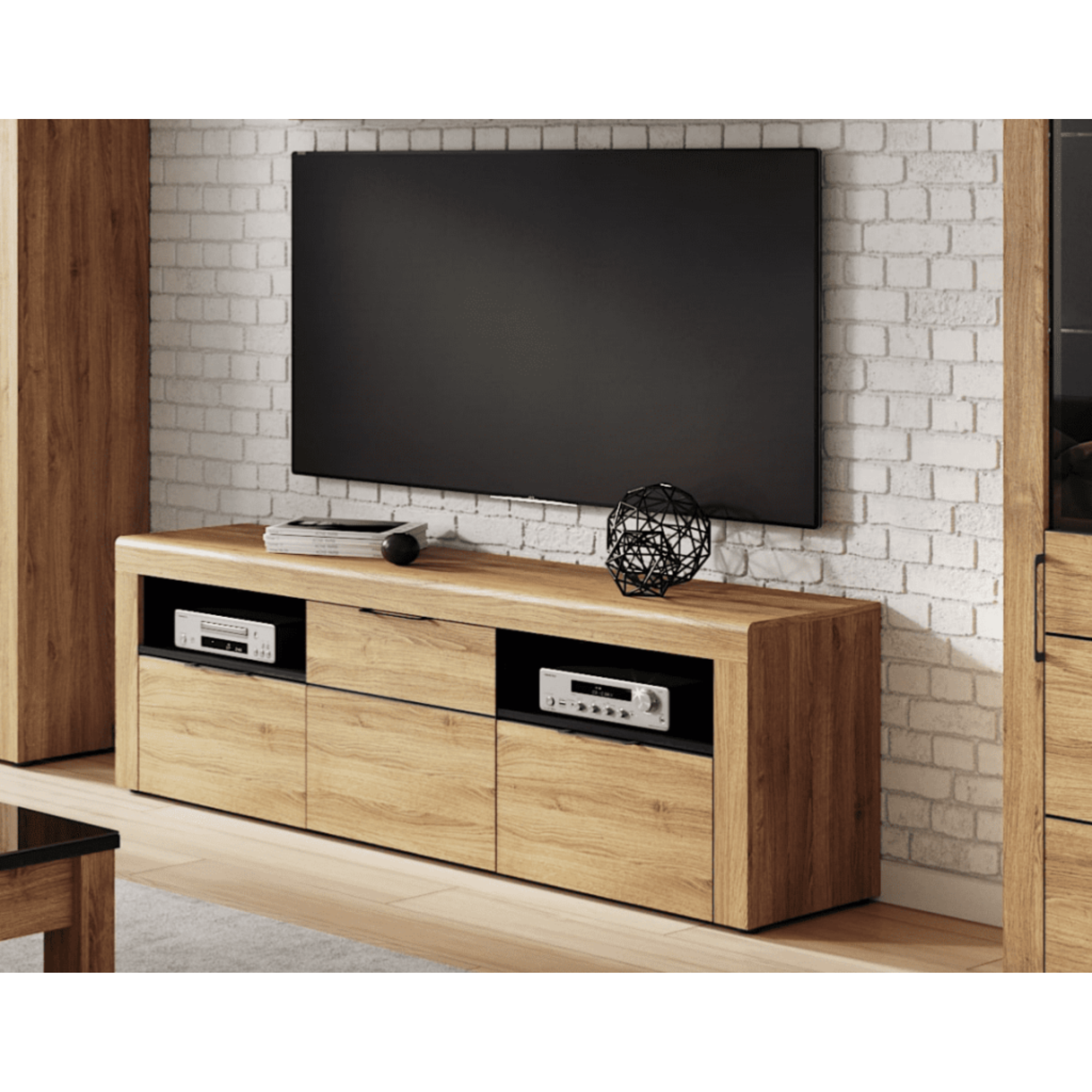 Camar Large Oak Effect 2 Drawer TV Cabinet K25 - 2708