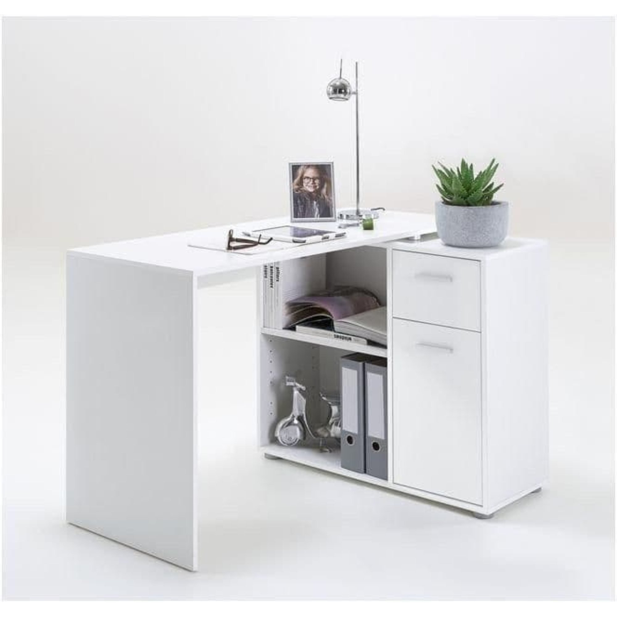 Carin Corner Flexi Desk White - 2560