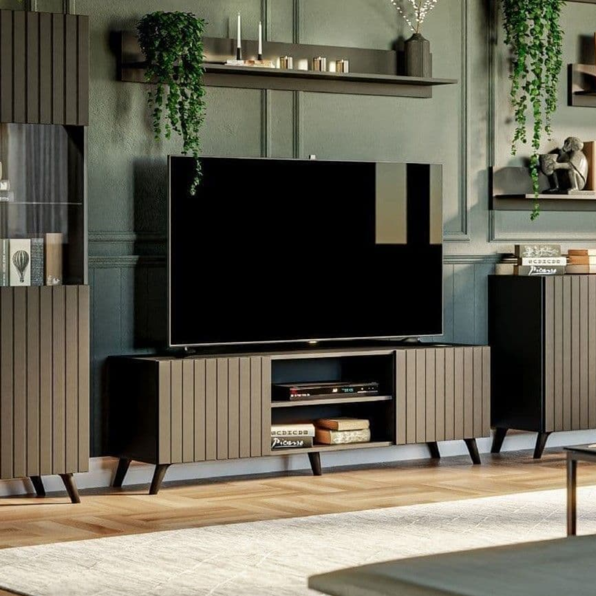 Atlantis Matte Black Large TV Cabinet - 3182