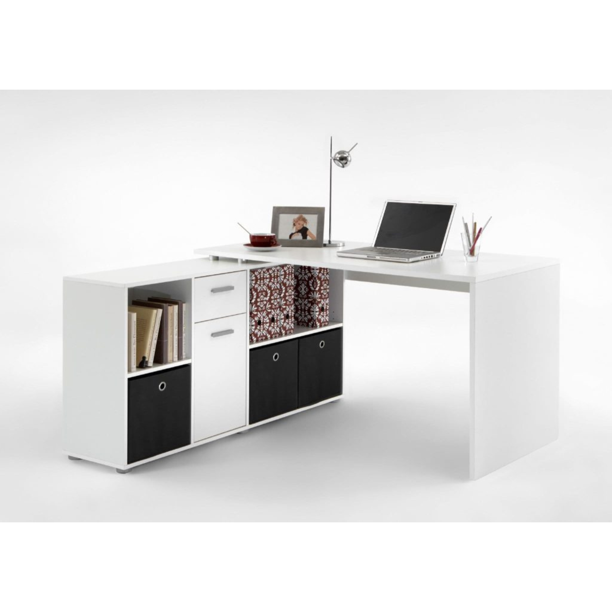 Luiz White Flexi Corner Office Desk - 2562