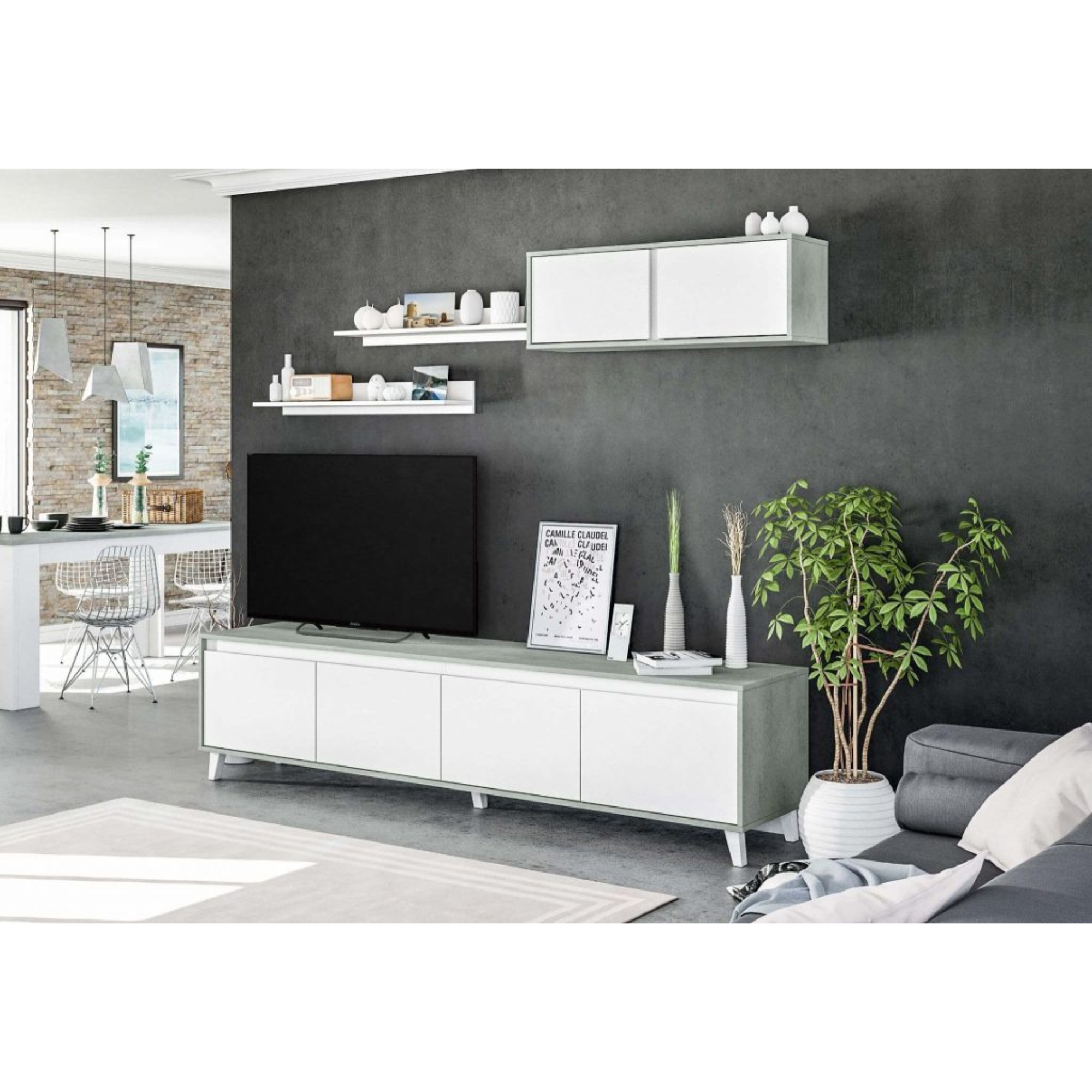 Nocca GREY and WHITE TV CABINET