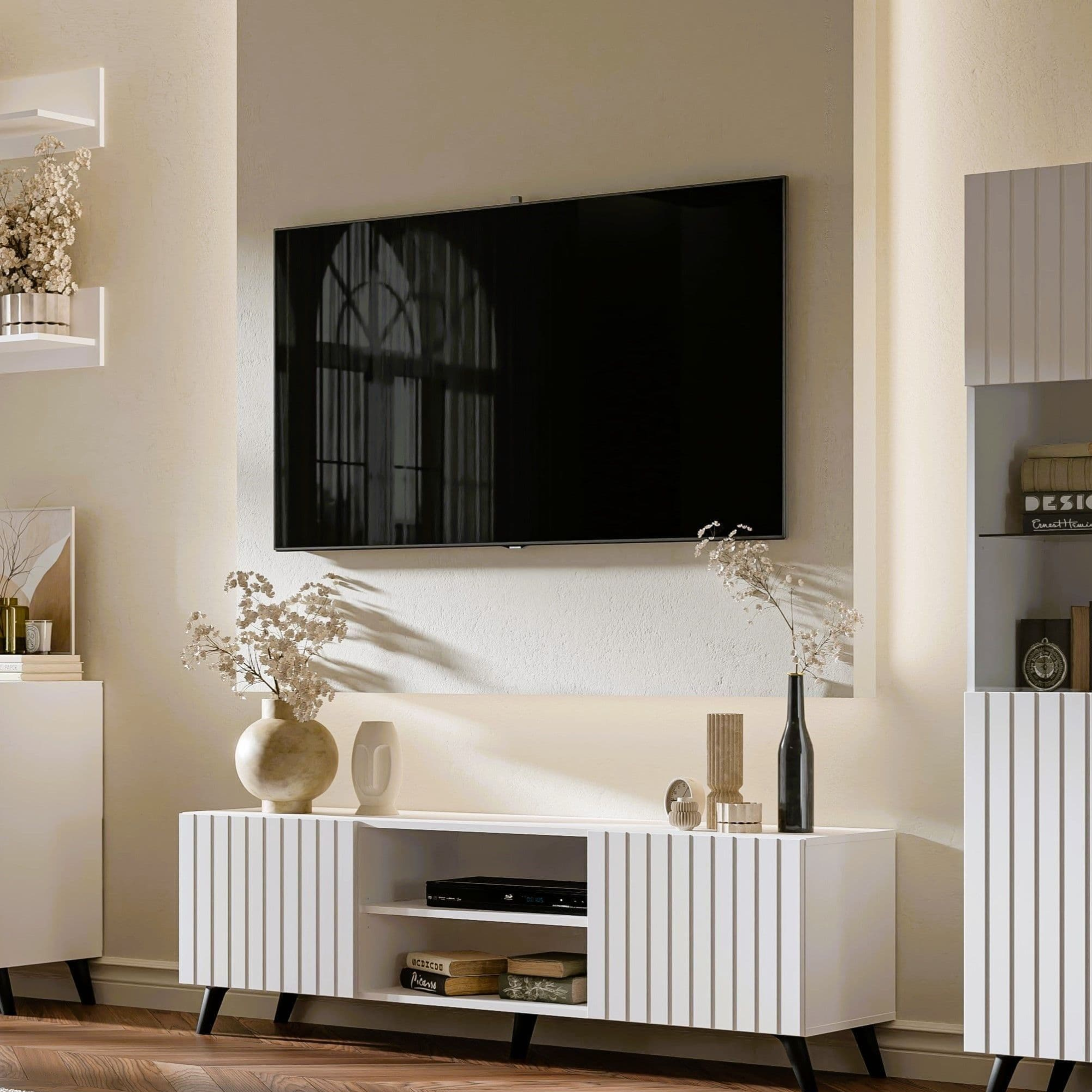 Atlantis Matte White Large TV Cabinet - 3198 NEW !!!