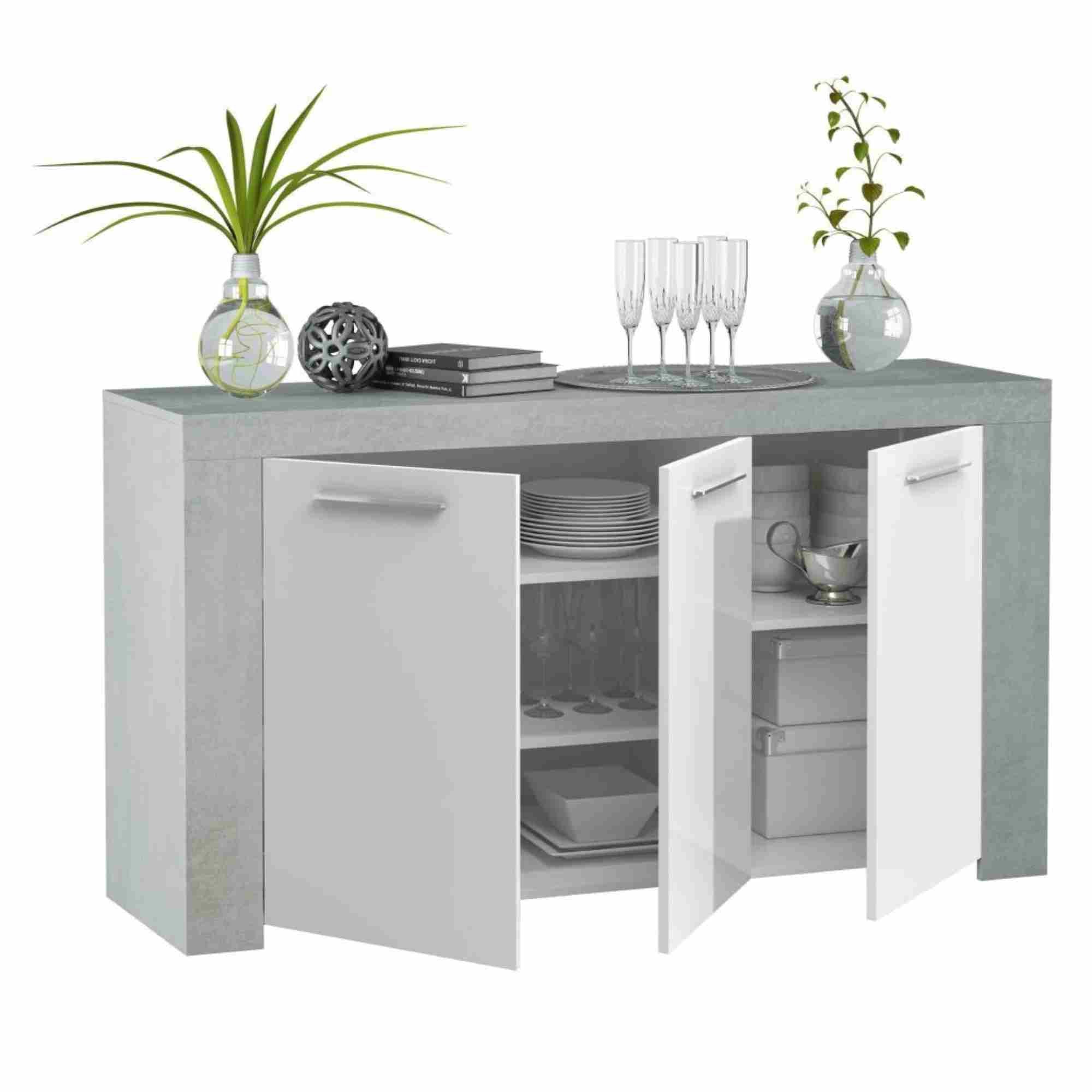 Curro White Gloss and Grey Sideboard - 2904