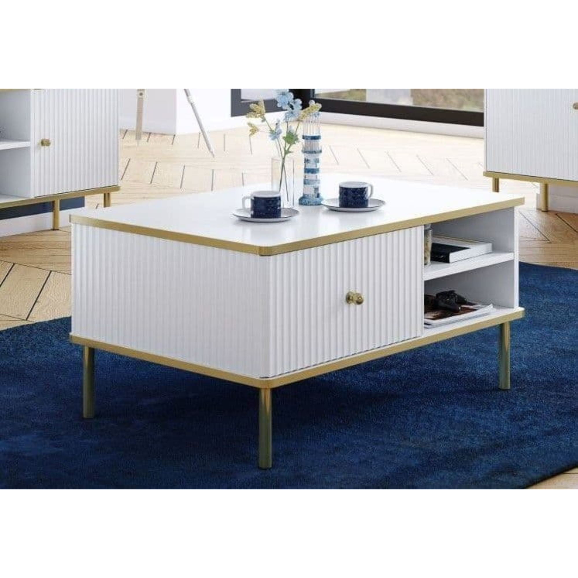 Maison White And Gold 4 Door Wide Sideboard - 3143