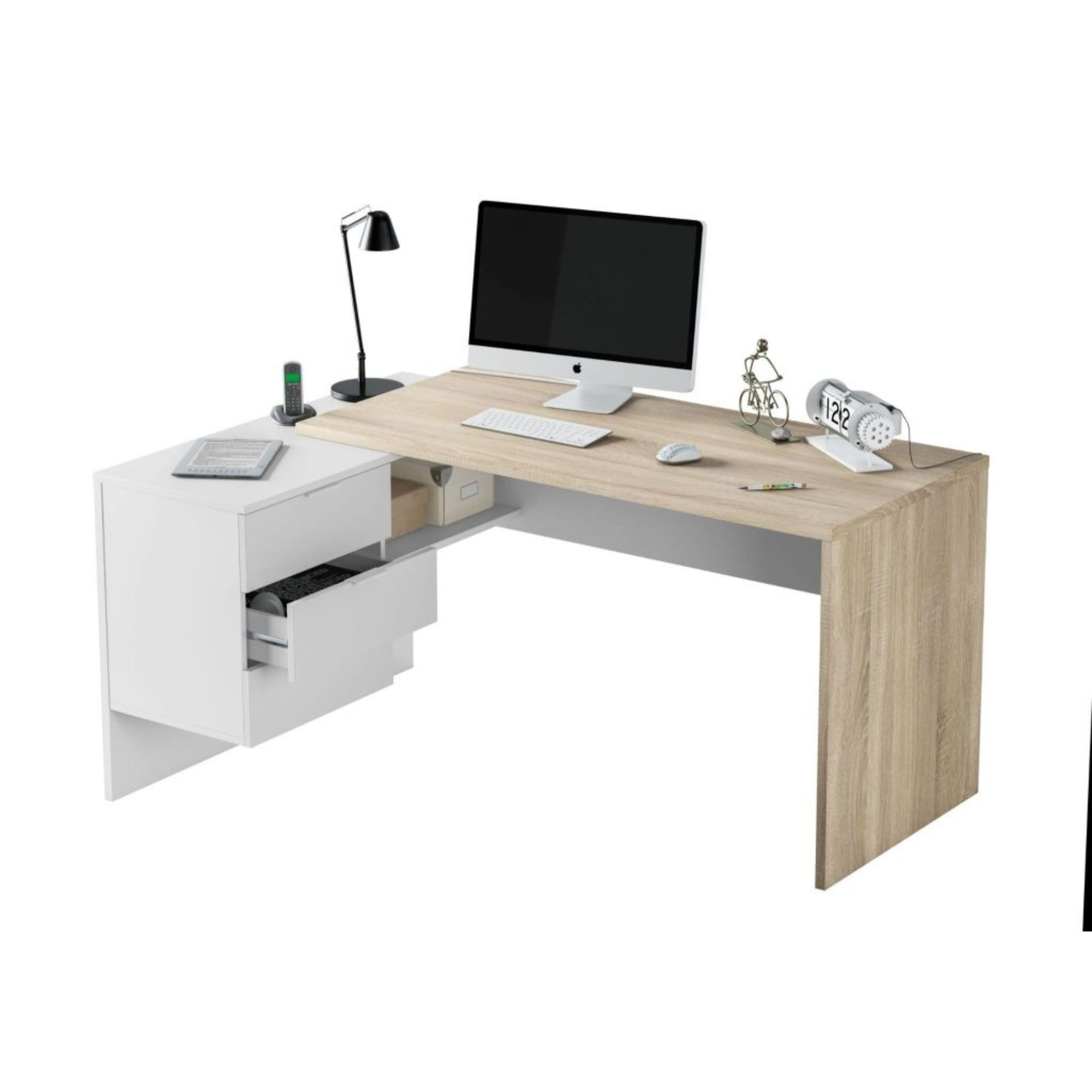 Siena Oak And White Desk - 2897