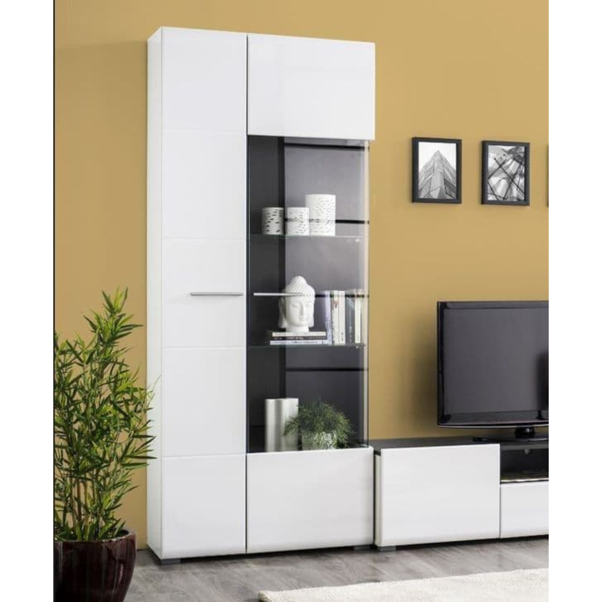 Royce White Tall Display Cabinet - 3060