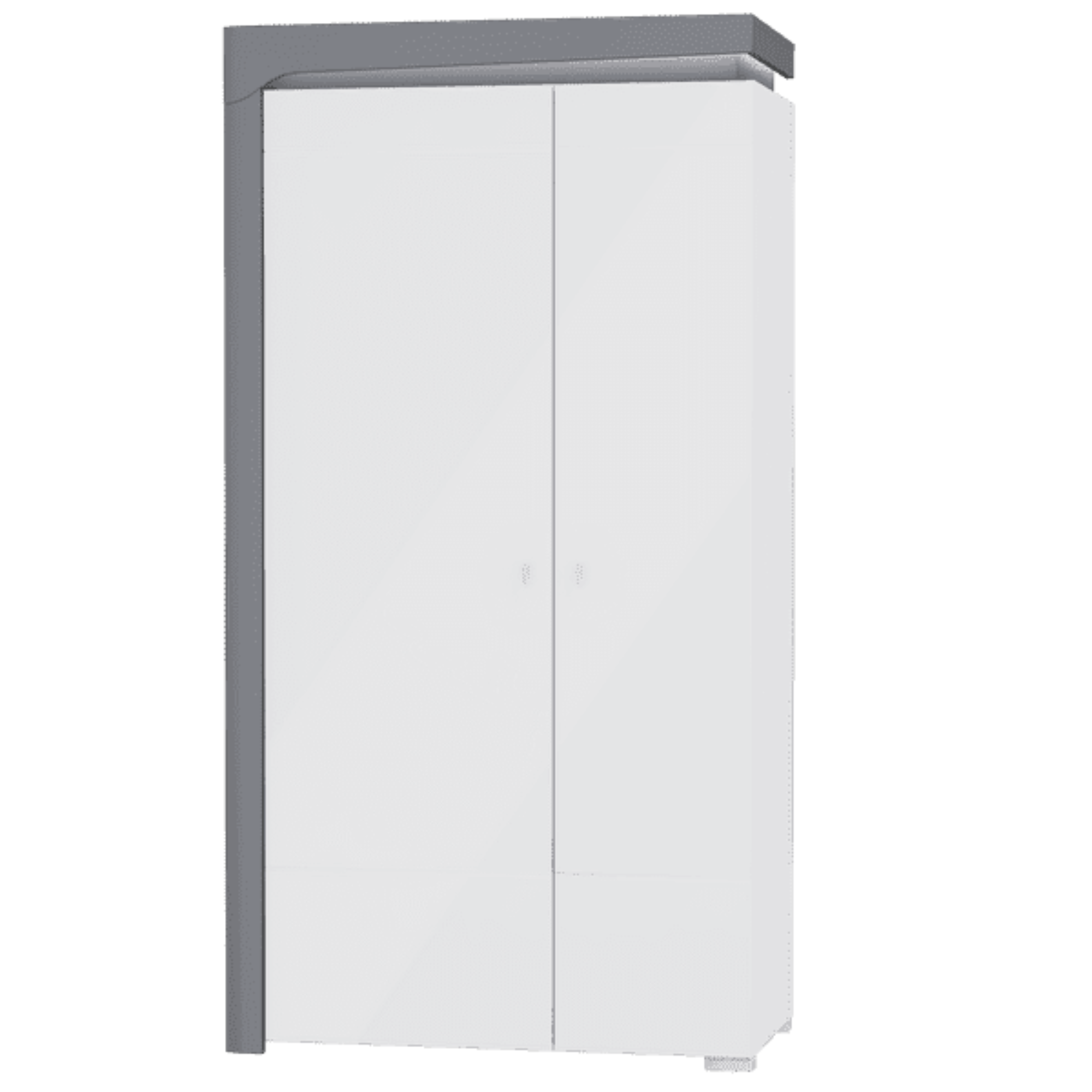 Athens Grey And White Gloss 2 Door Wardrobe With LED Lights - 3167