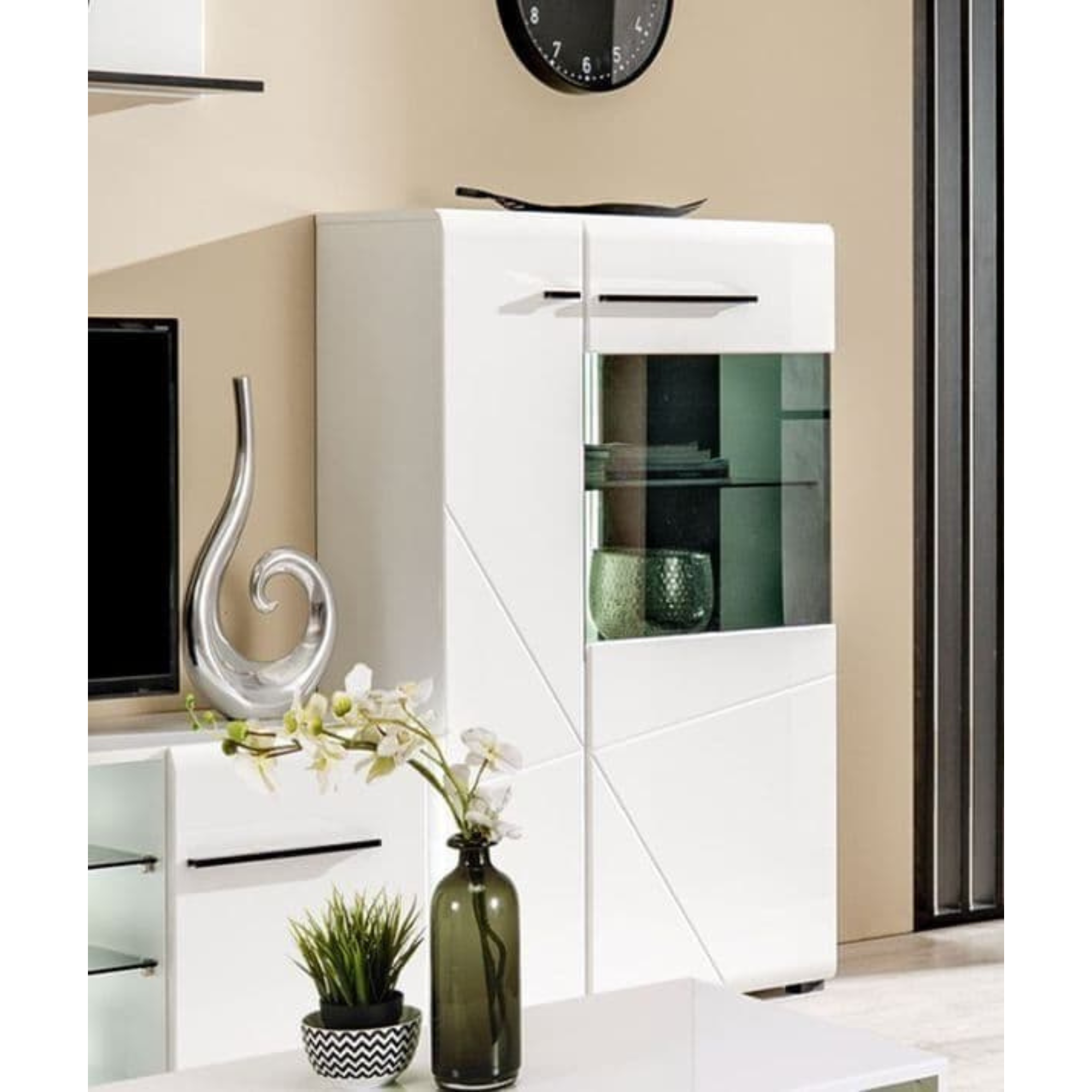 Terrento White Short Display Cabinet - 3053