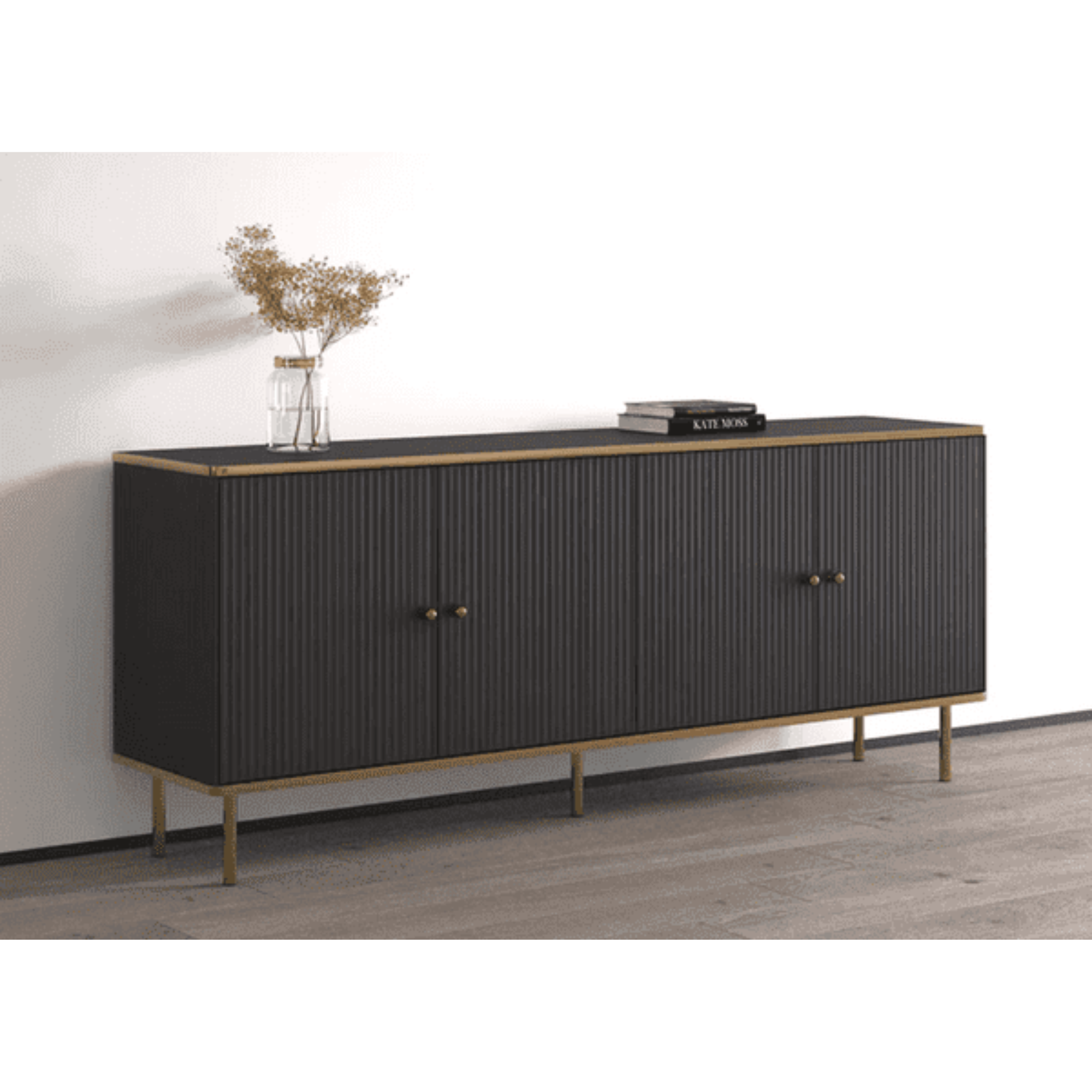 Maison Black And Gold 4 Door Wide Sideboard - 3144