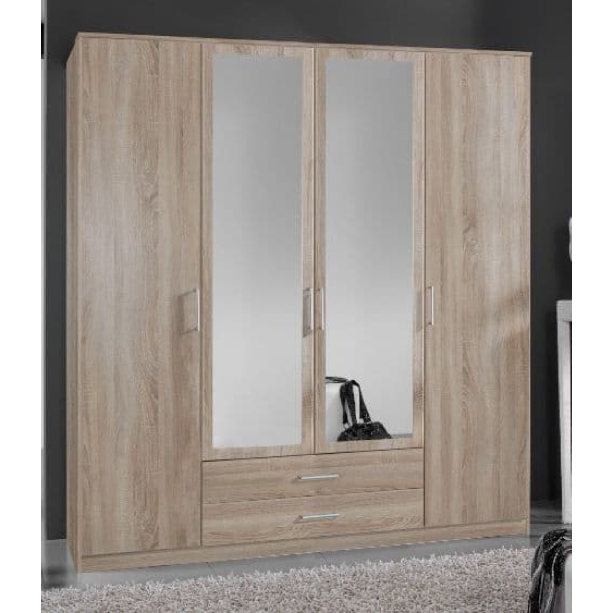 Venice Oak Effect 4d 2drw Wardrobe - 2379