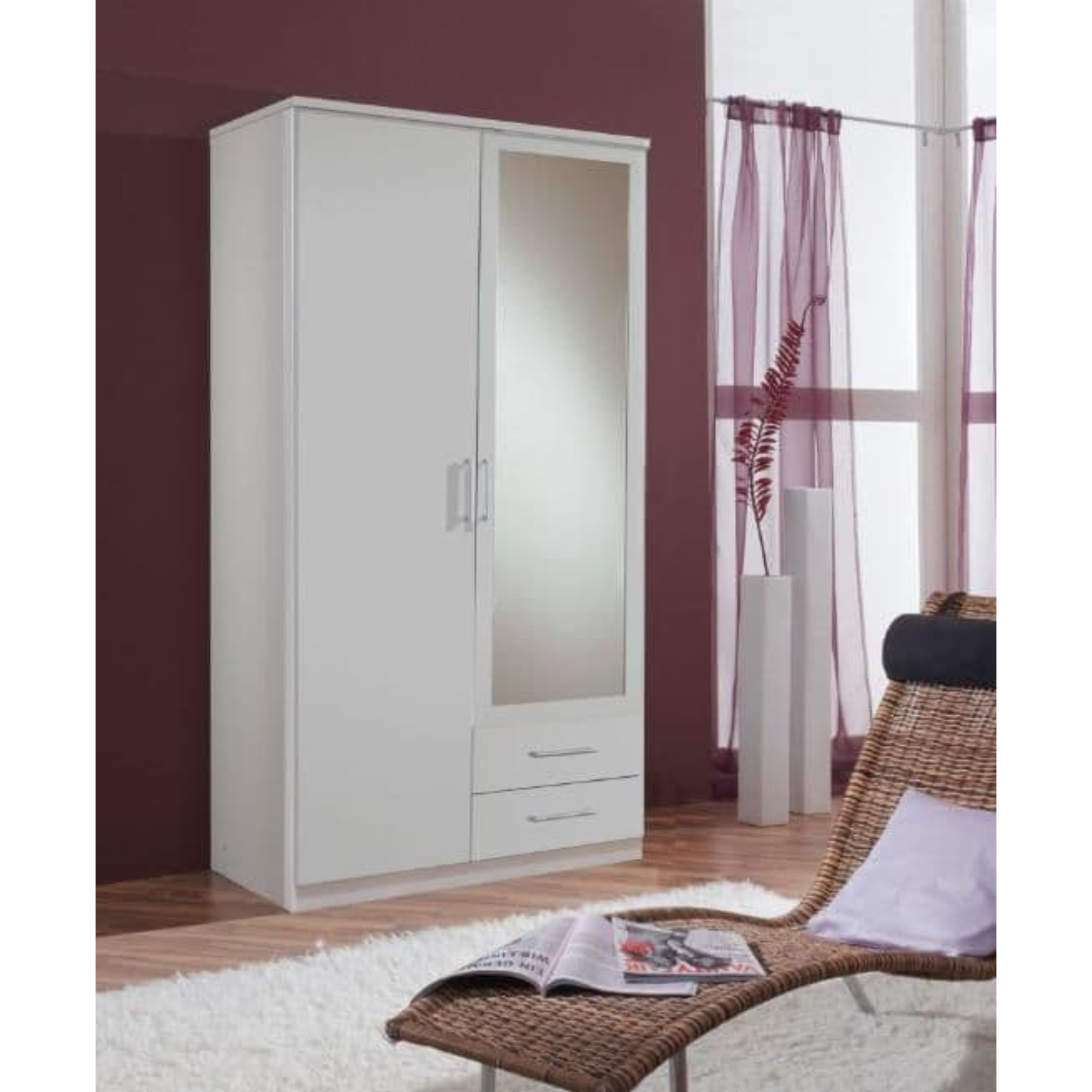 Venice Alpine White 2d 2drw Wardrobe - 2391