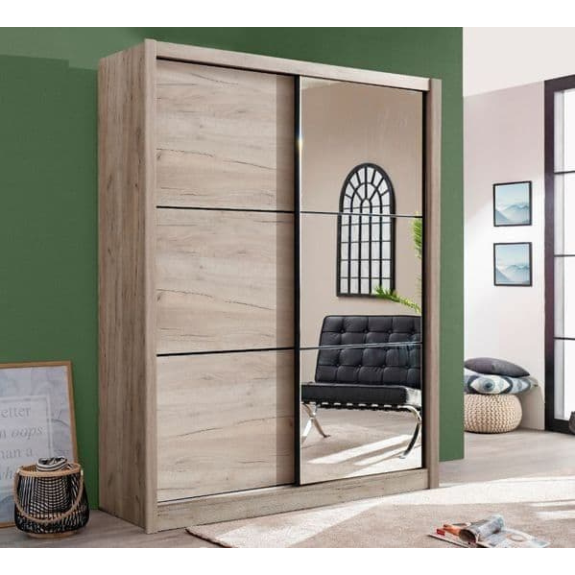 Navara Oak Effect Sliding Door Wardrobe 166cm - 3085 NEW!!!