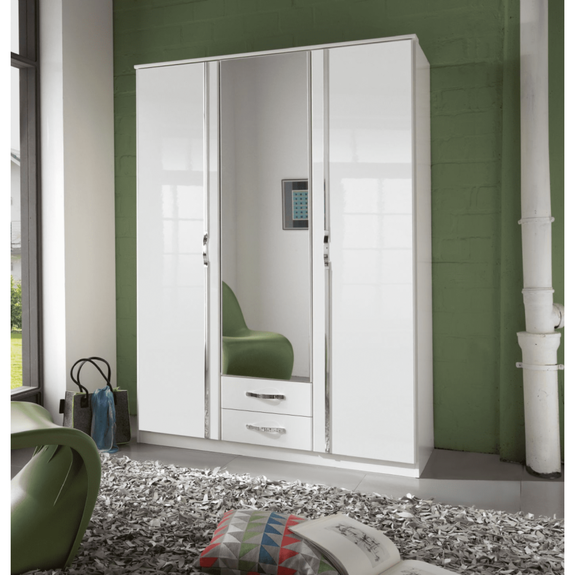 Ivana German White Gloss 3 Door Wardrobe - 2653