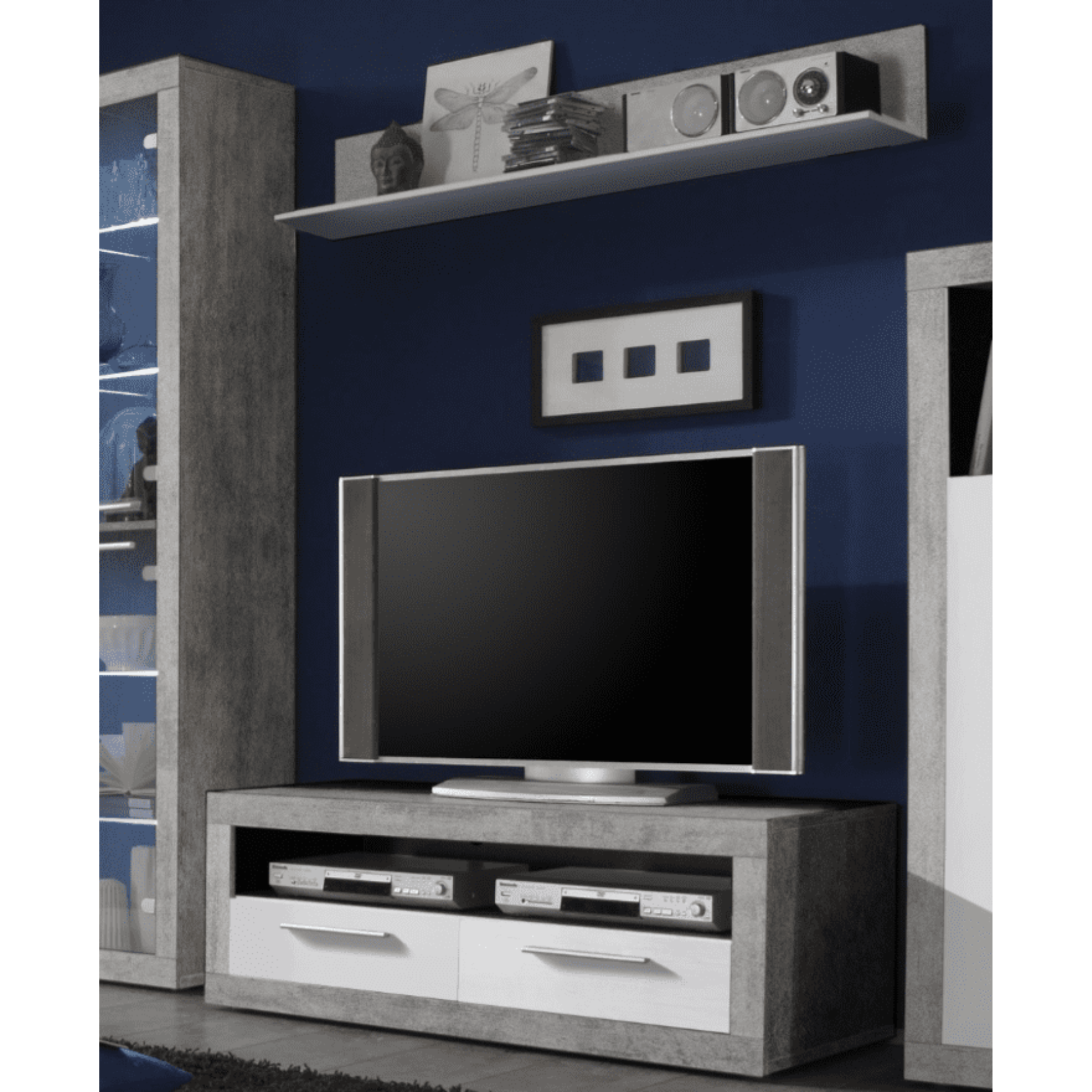 Pietra 120cm TV Cabinet Grey and White Gloss - 2702