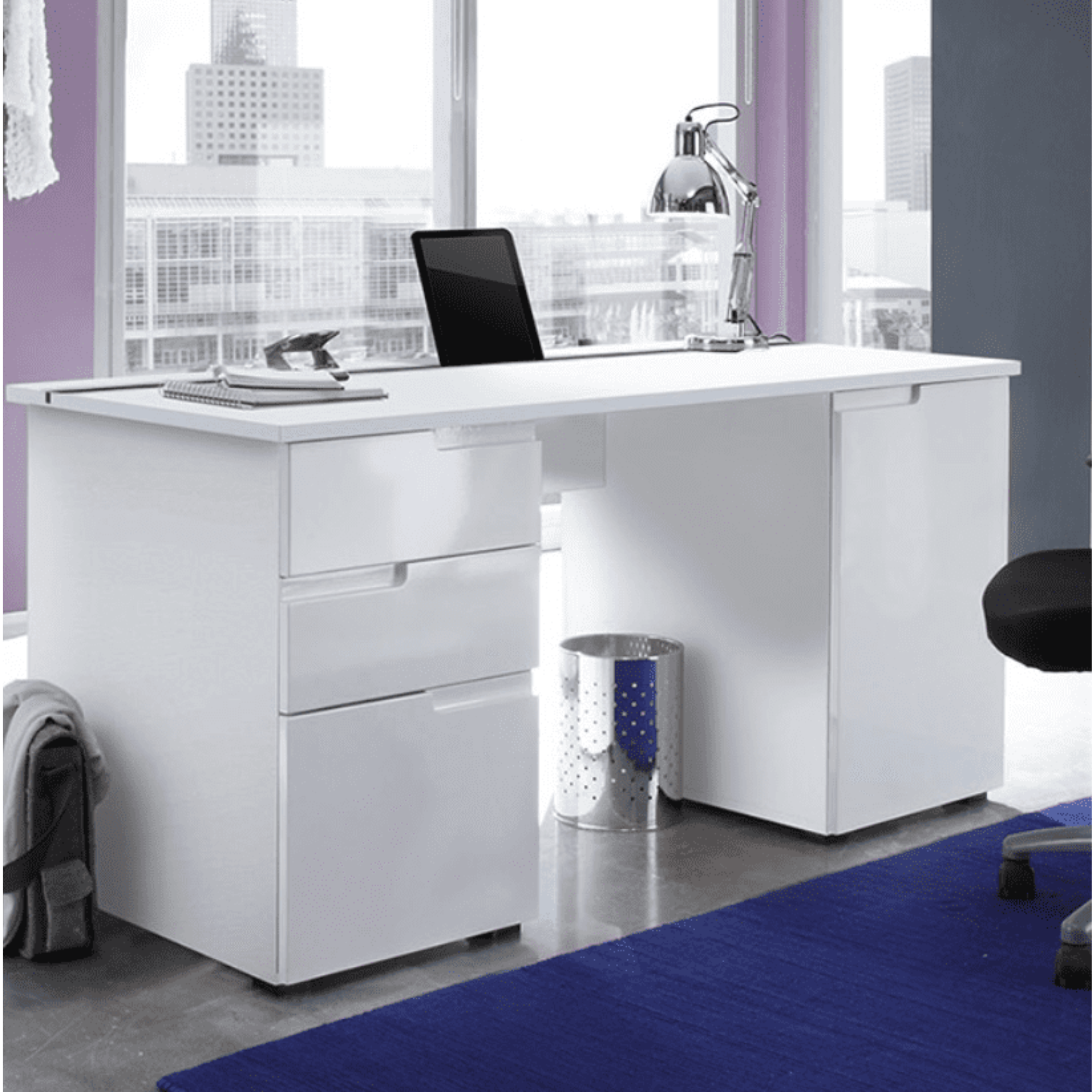 Santino Large White Gloss Computer Desk S15 - 2617