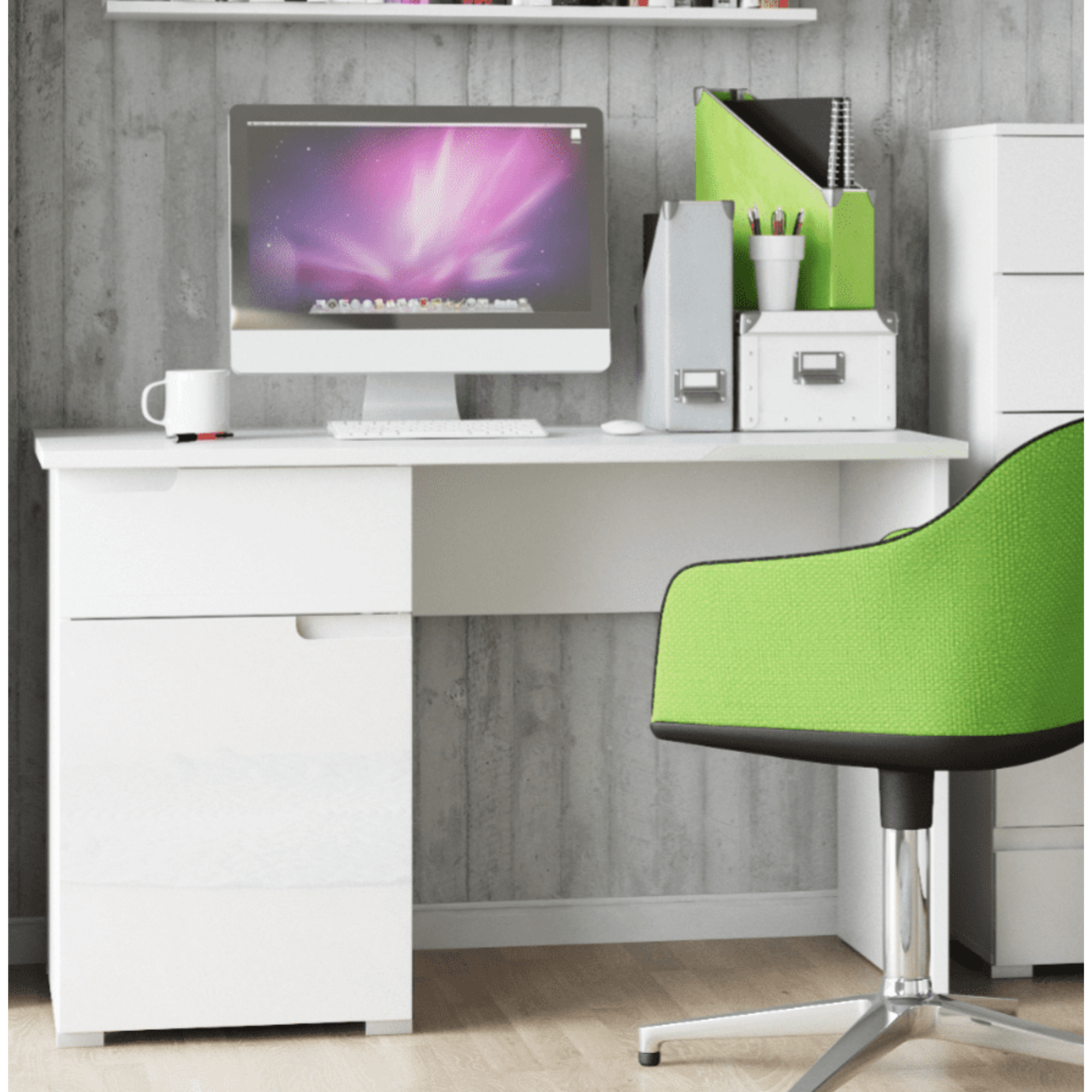 Santino White Gloss Computer Desk S14 - 2619