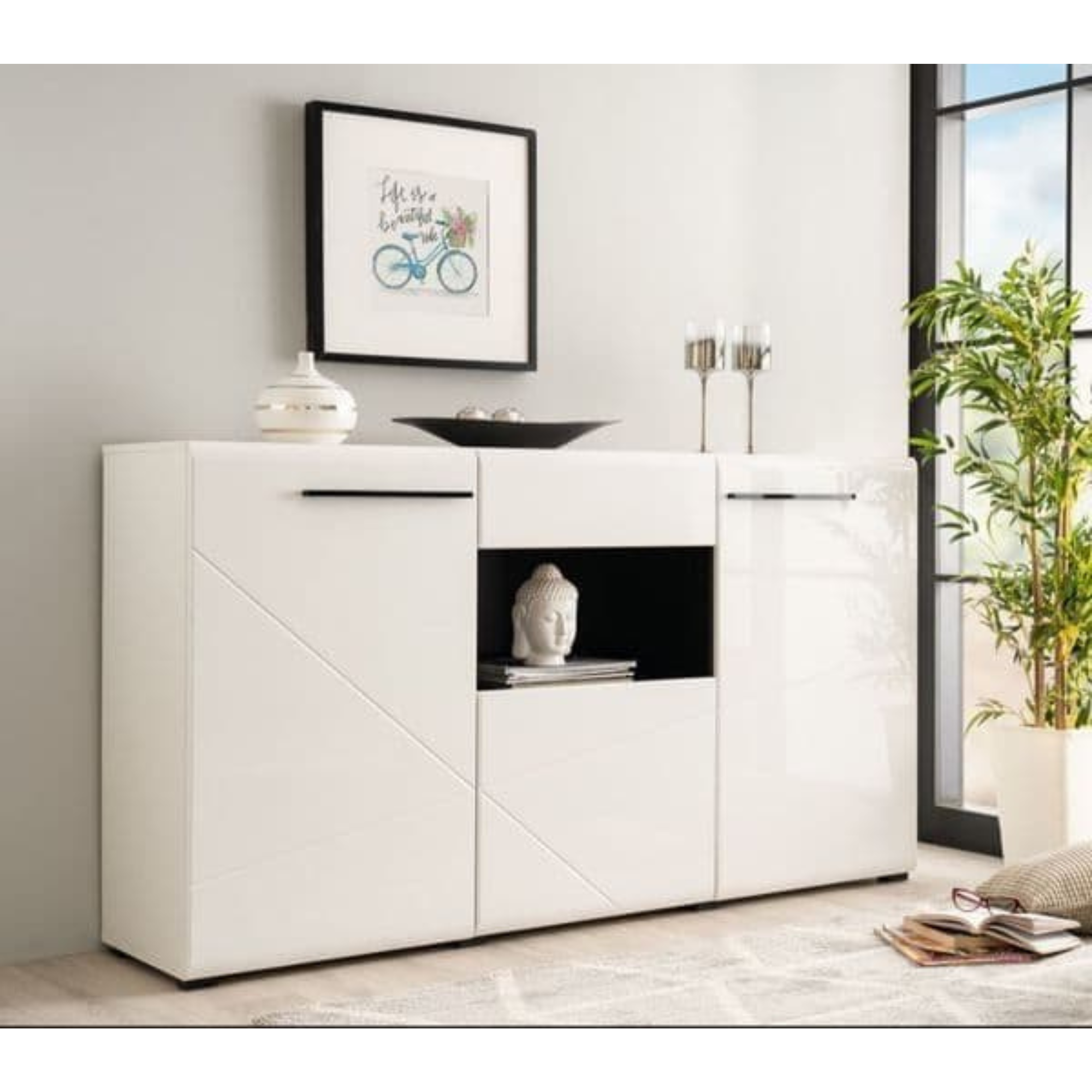 Terrento White Tall Sideboard - 3052