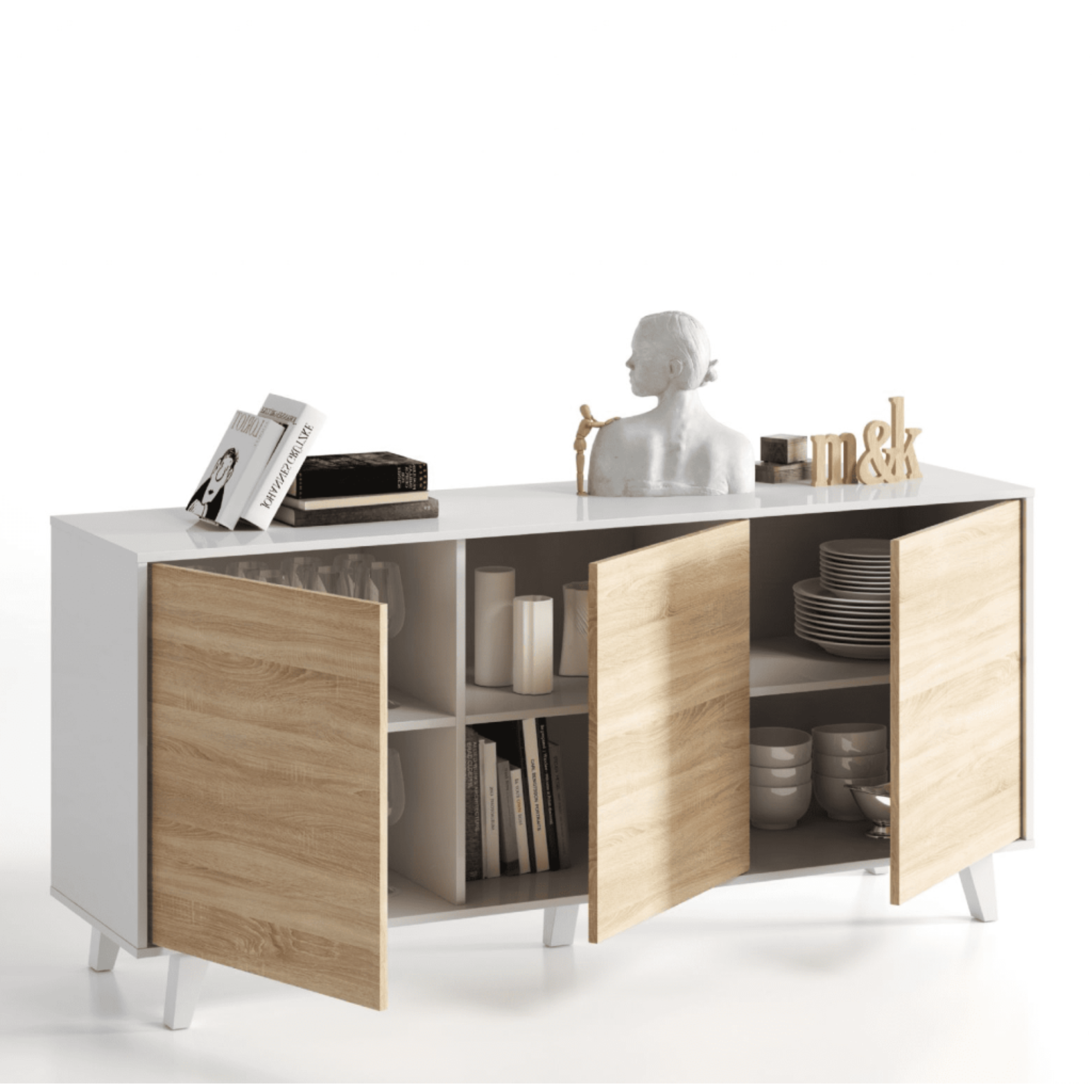 Toris Sideboard White with Oak Effect - 2607