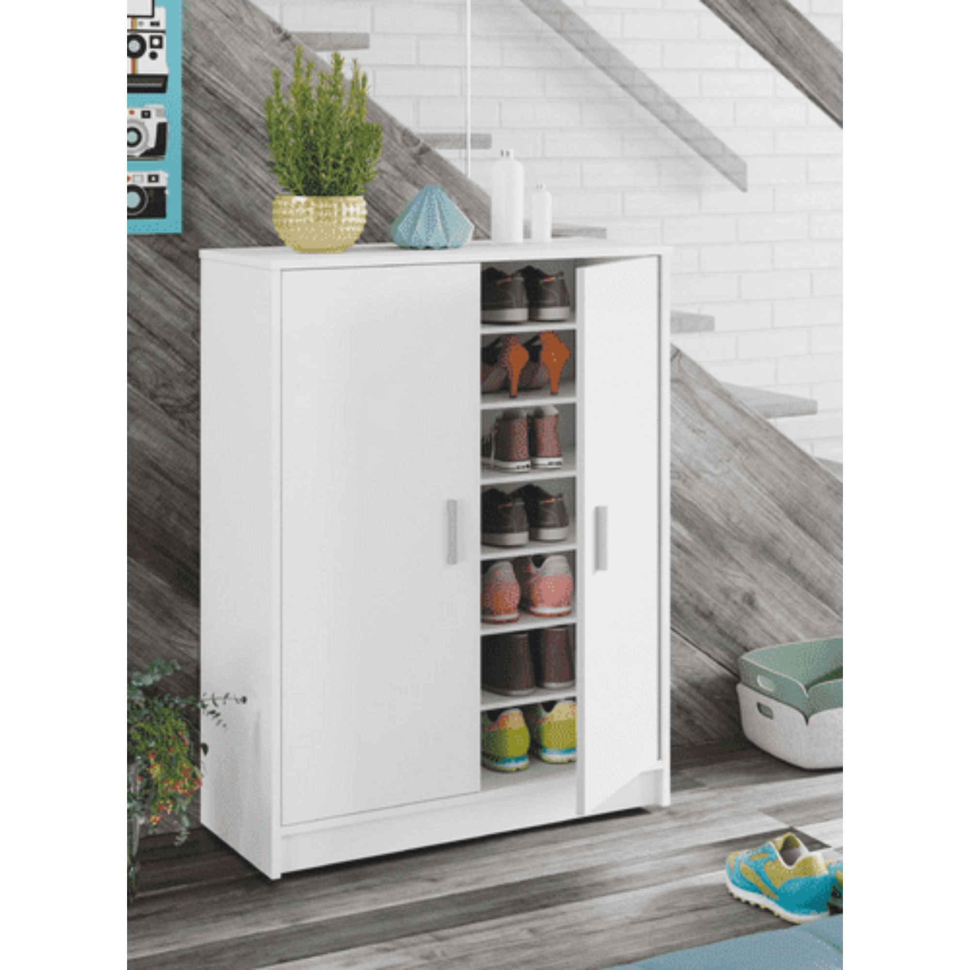 Zuldy Large 30 Pairs White Shoe Cupboard - 2505