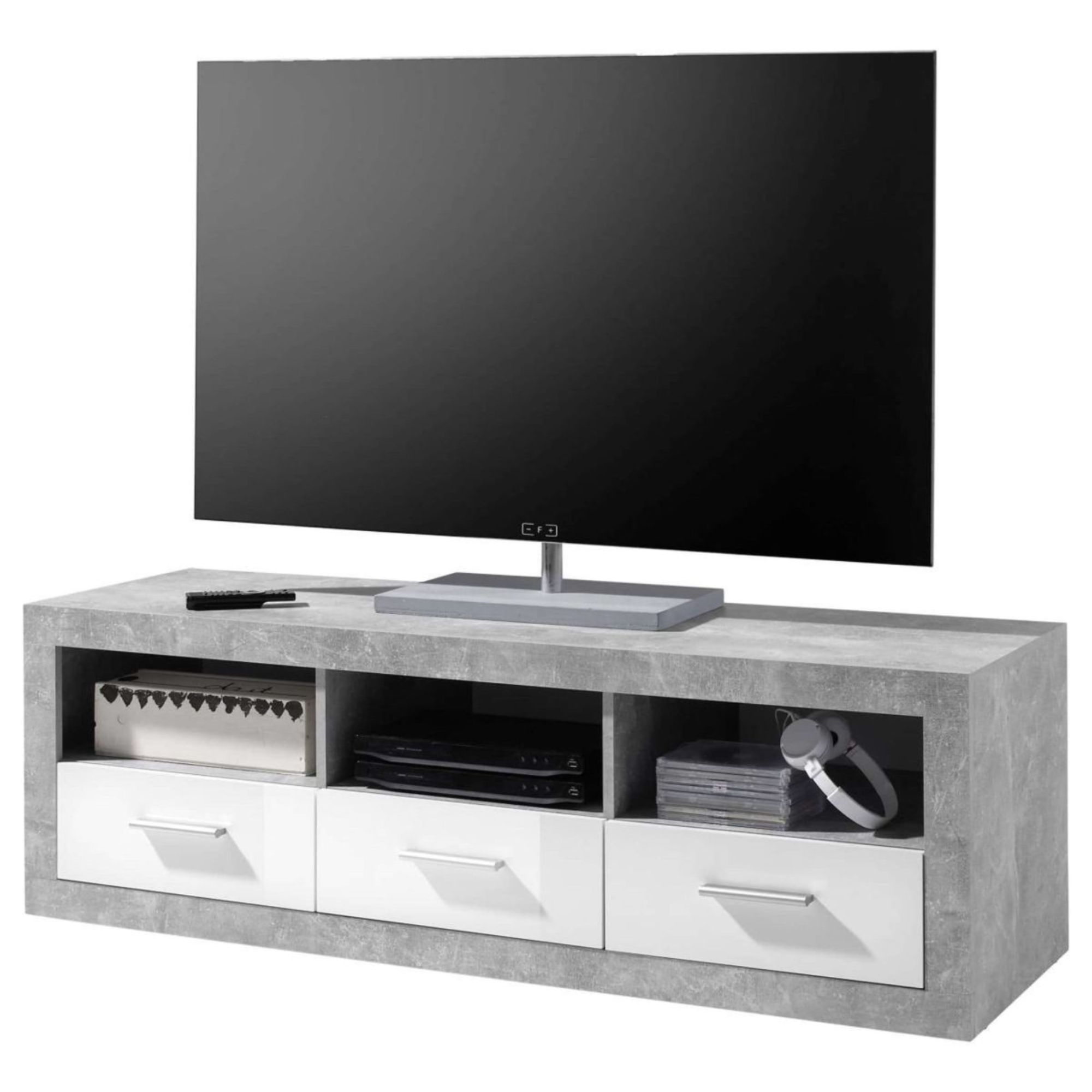 Pietra Large TV Cabinet Grey and White Gloss - 2700