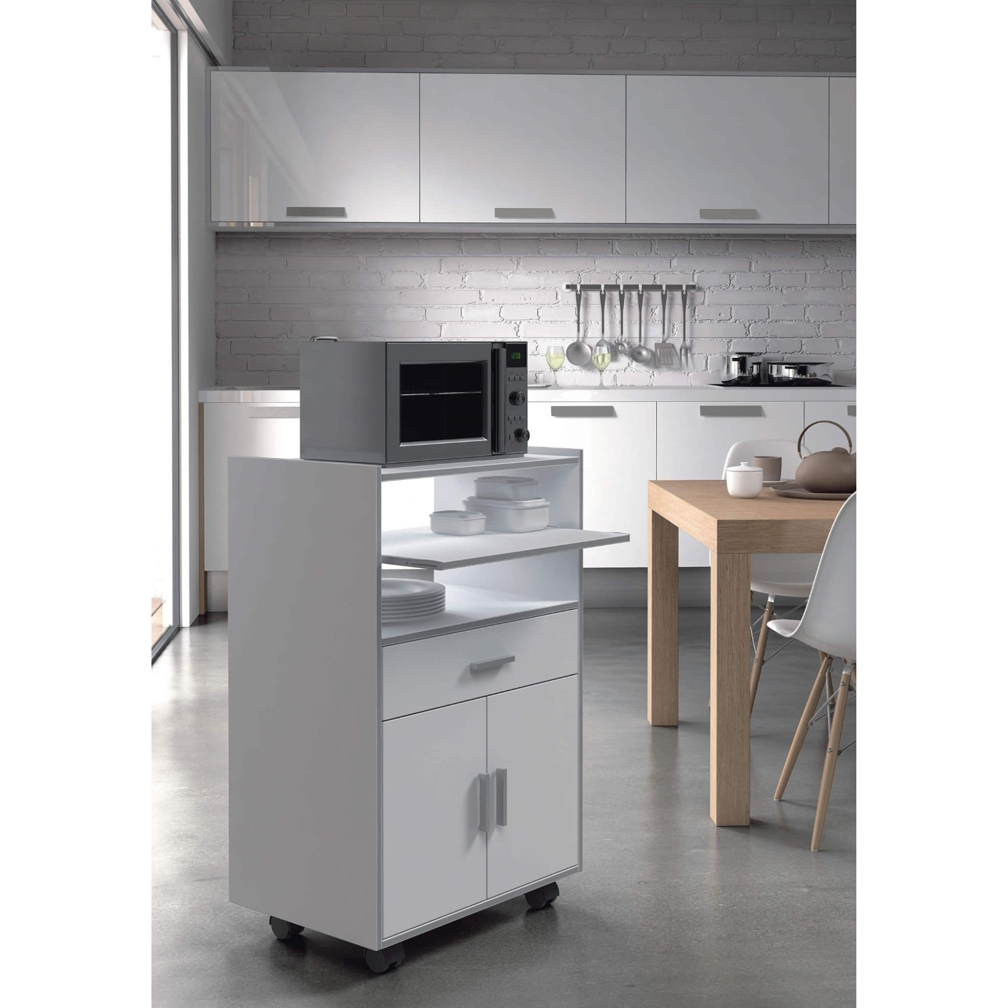 Ayden White and Grey Kitchen Trolley 009910O - 2918