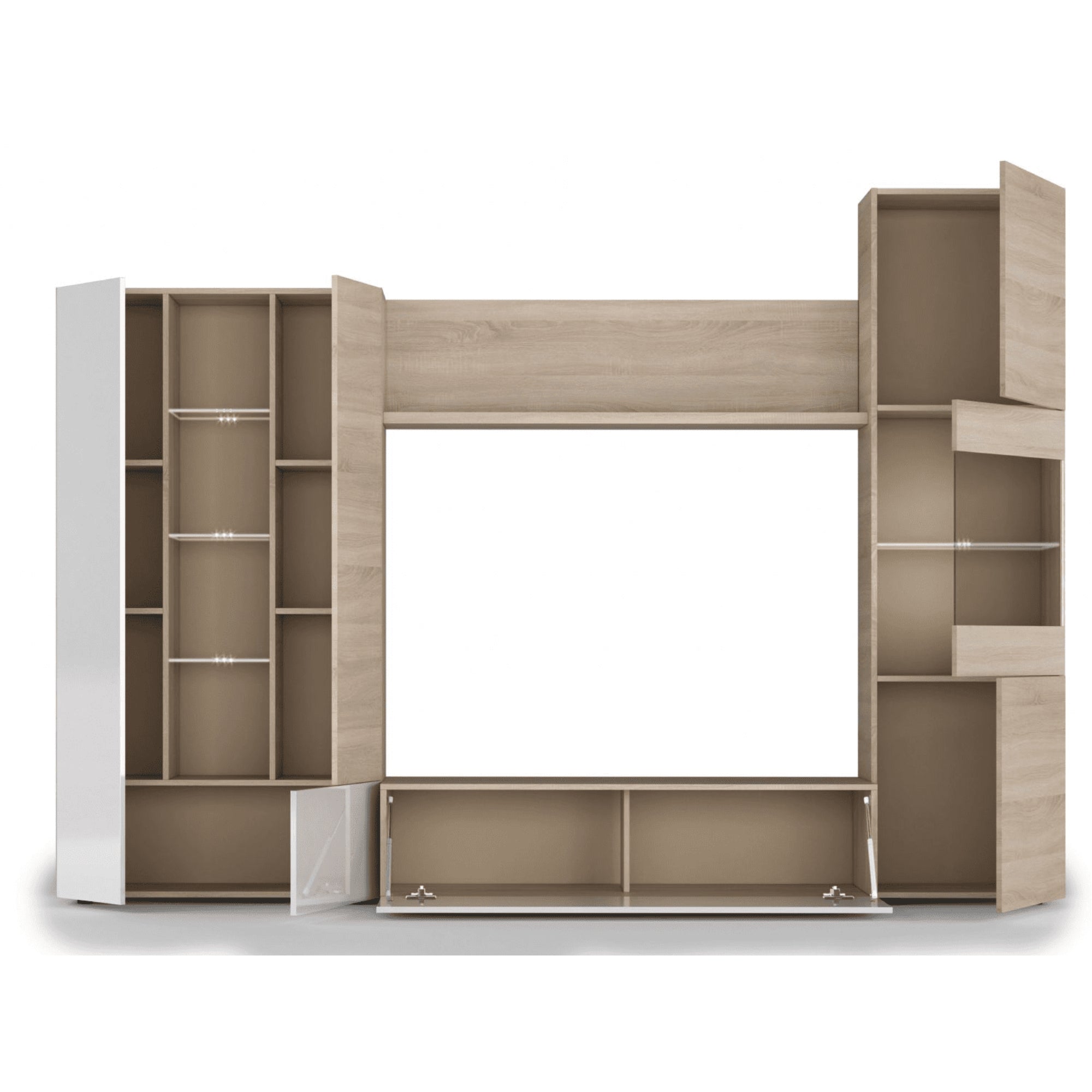 Amora White and Oak Wall Entertainment Unit 016642F - 2916