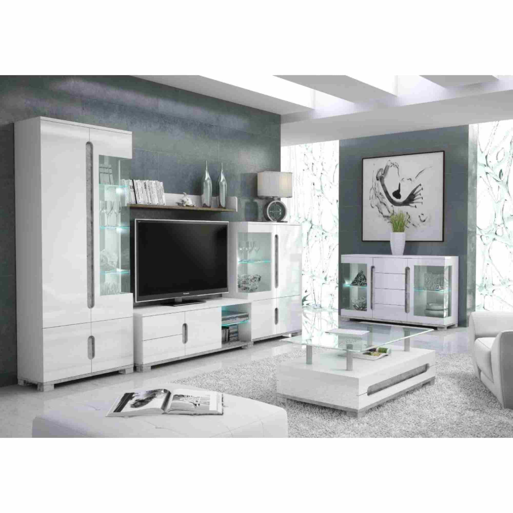 Elise White High Gloss And Grey 1 Glass Door Display Cabinet T22