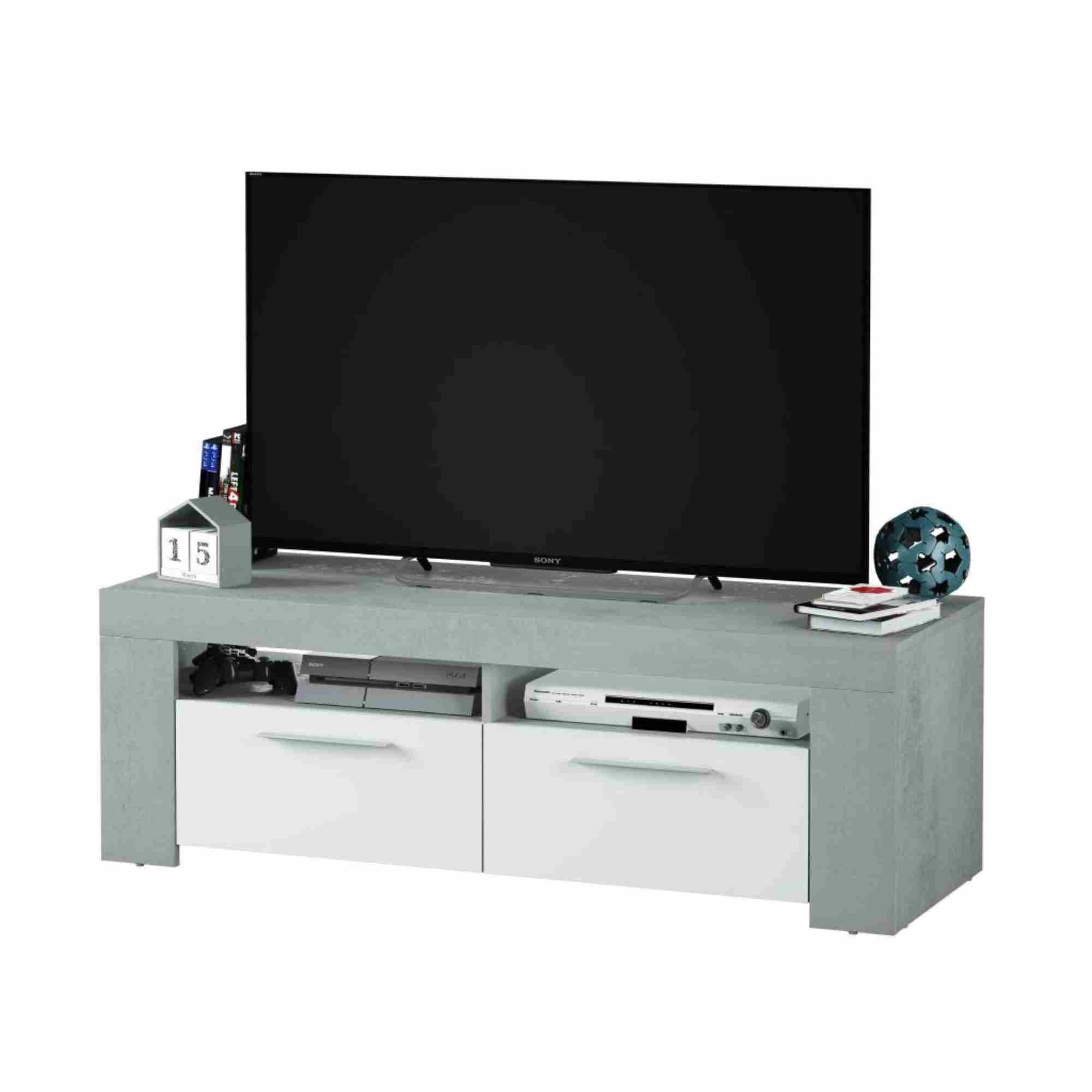 Curro White Gloss and Grey TV Cabinet Entertainment Unit - 2905