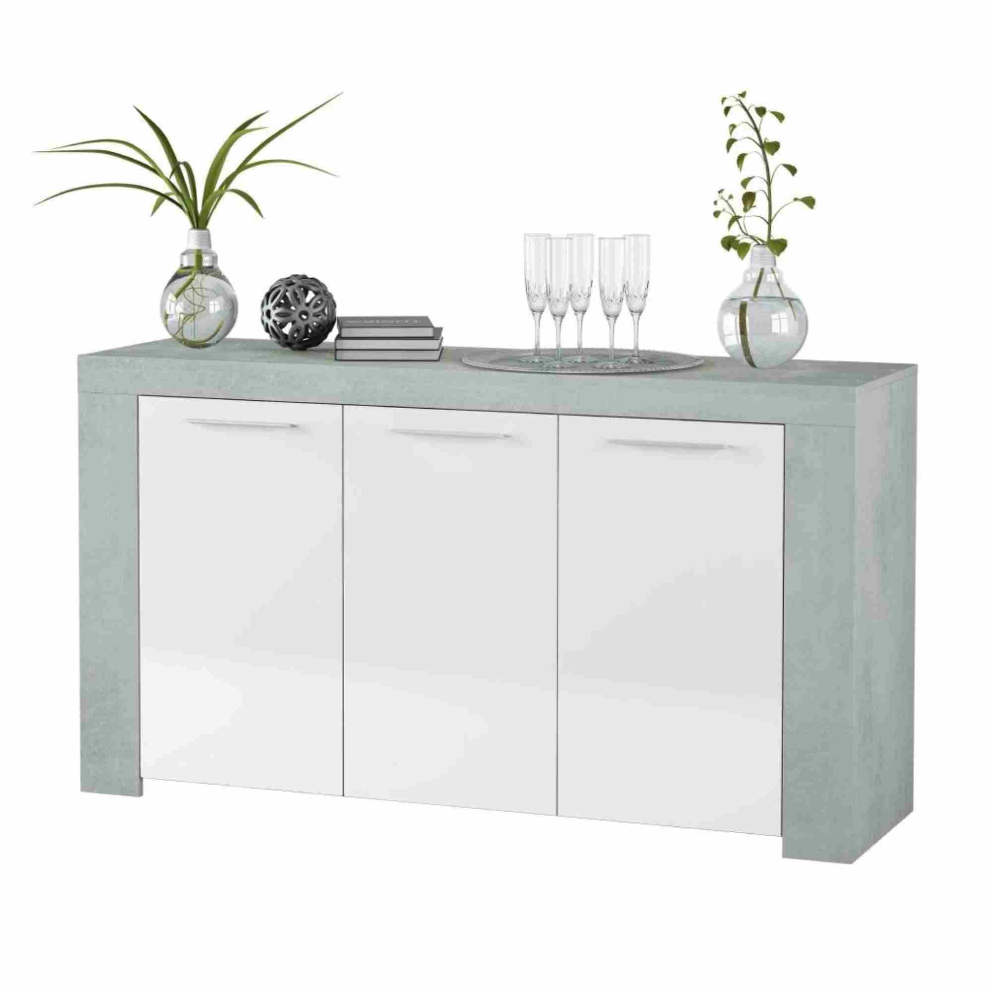 Curro White Gloss and Grey Sideboard - 2904