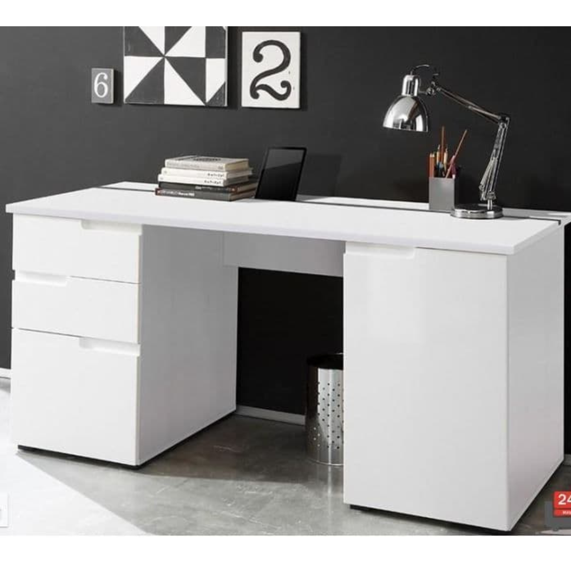 Santino Large White Gloss Computer Desk S15 - 2617