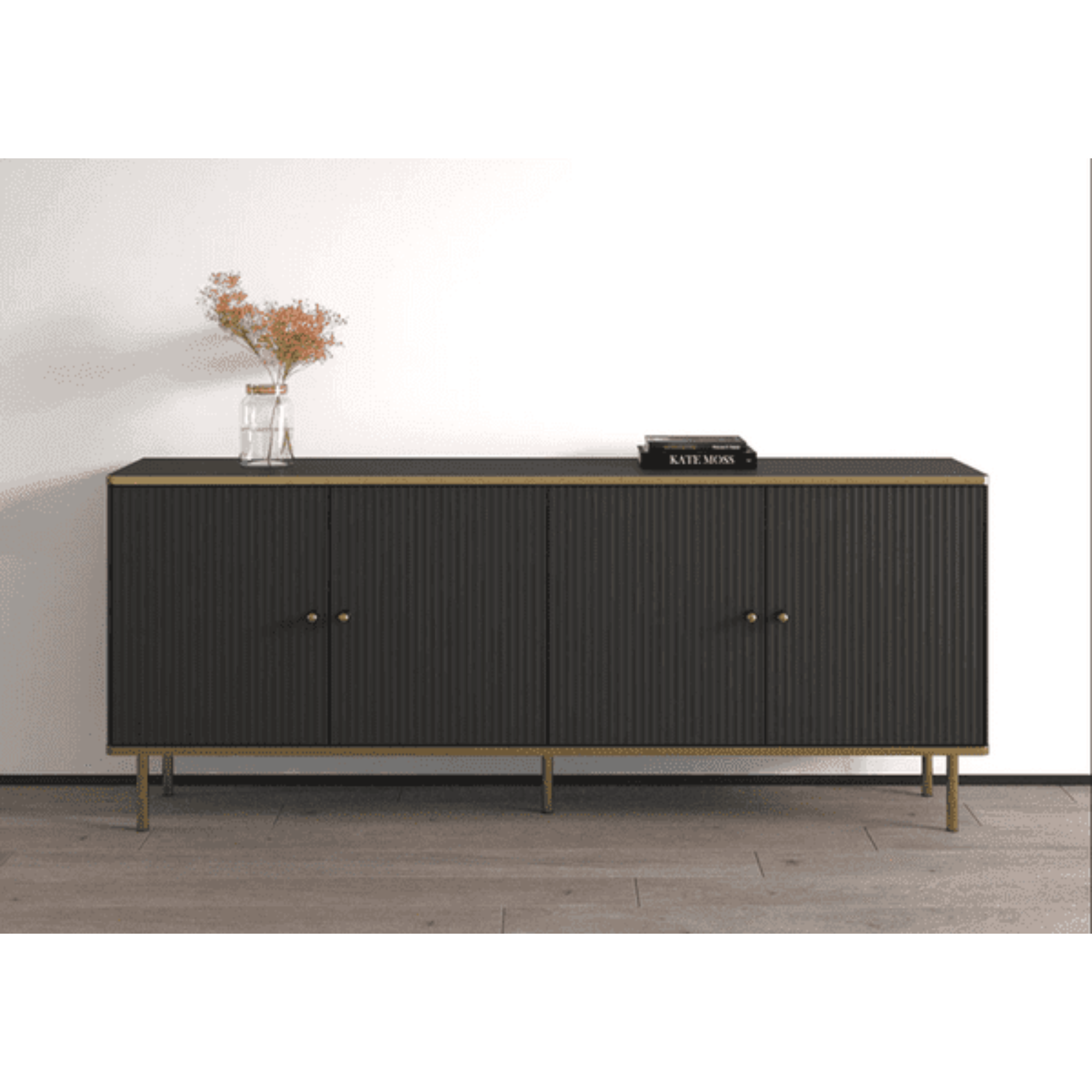 Maison Black And Gold 4 Door Wide Sideboard - 3144