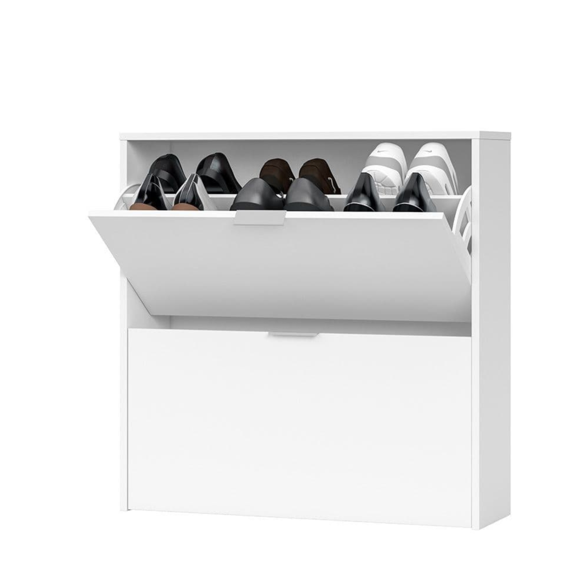 Brilo Matt White 2 Drawer Shoe Cabinet - 2893