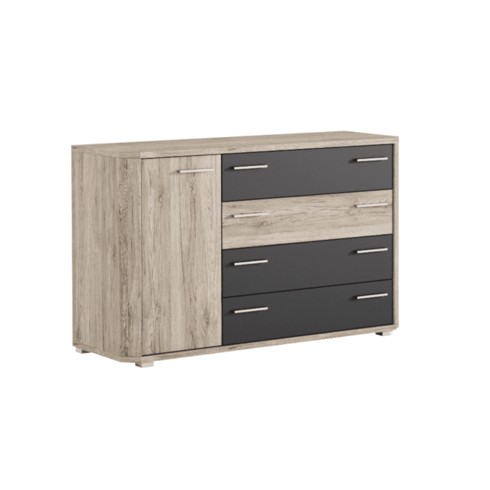 Mocha Dark Brown With Oak Effect Chest Of Drawers Dresser - 2687