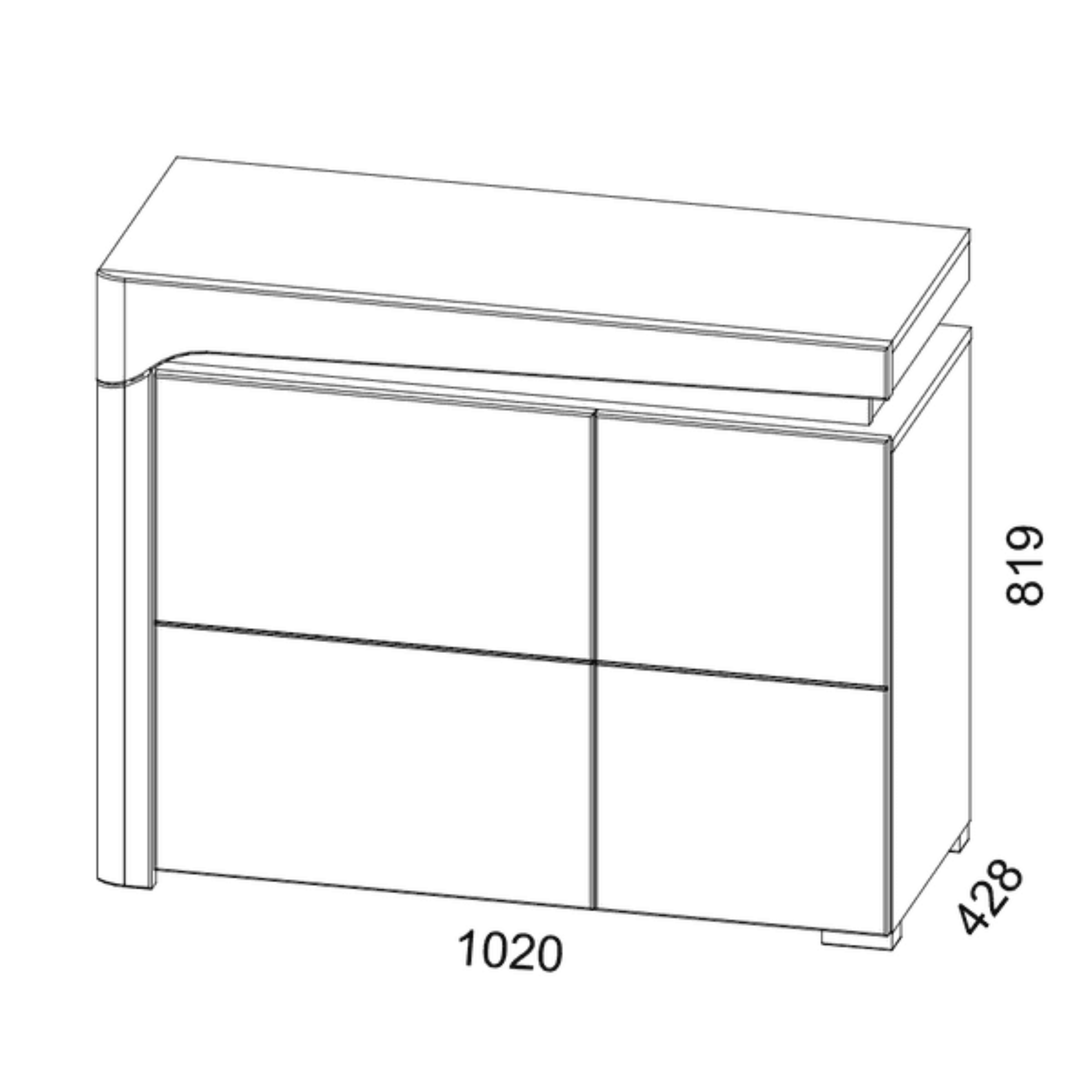 Athens Grey And White Gloss 2 Door Small Sideboard With Lights - 3169