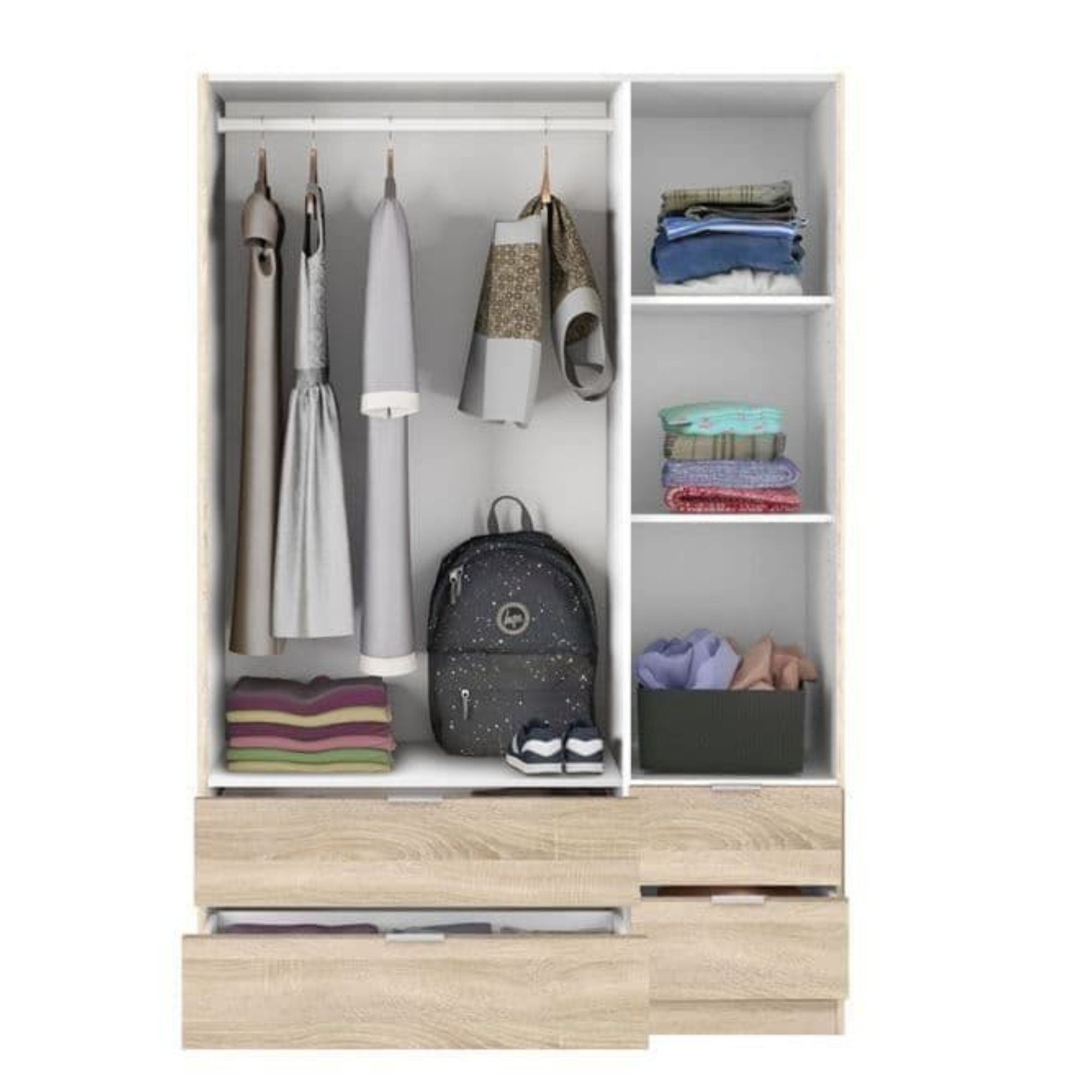 Cairo Oak Effect Compact 3 Door 4 Drawer 135cm Wardrobe LCX453F - 3206