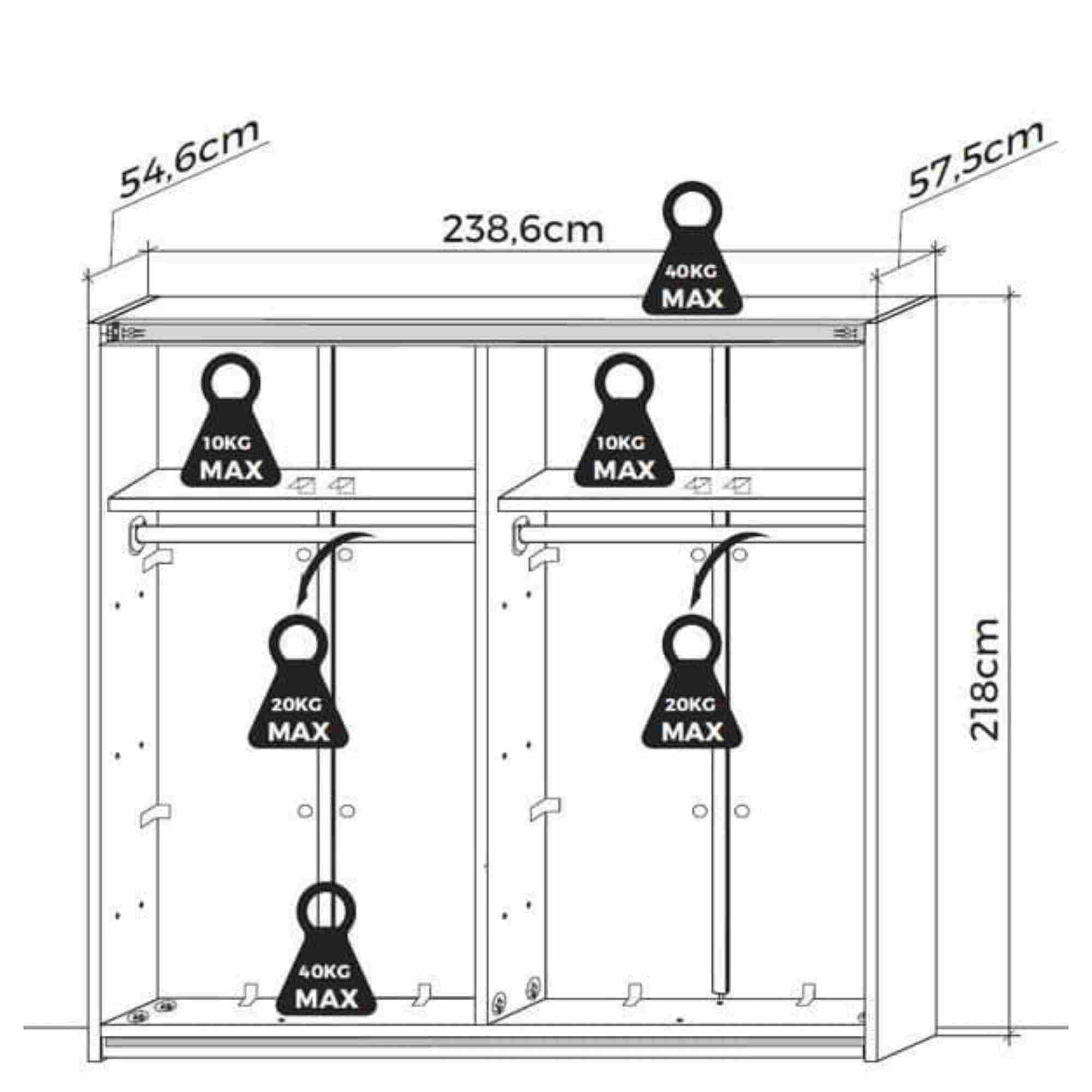 Florence White And Full Mirrored 240cm Sliding Door Wardrobe P8IKMLBL -