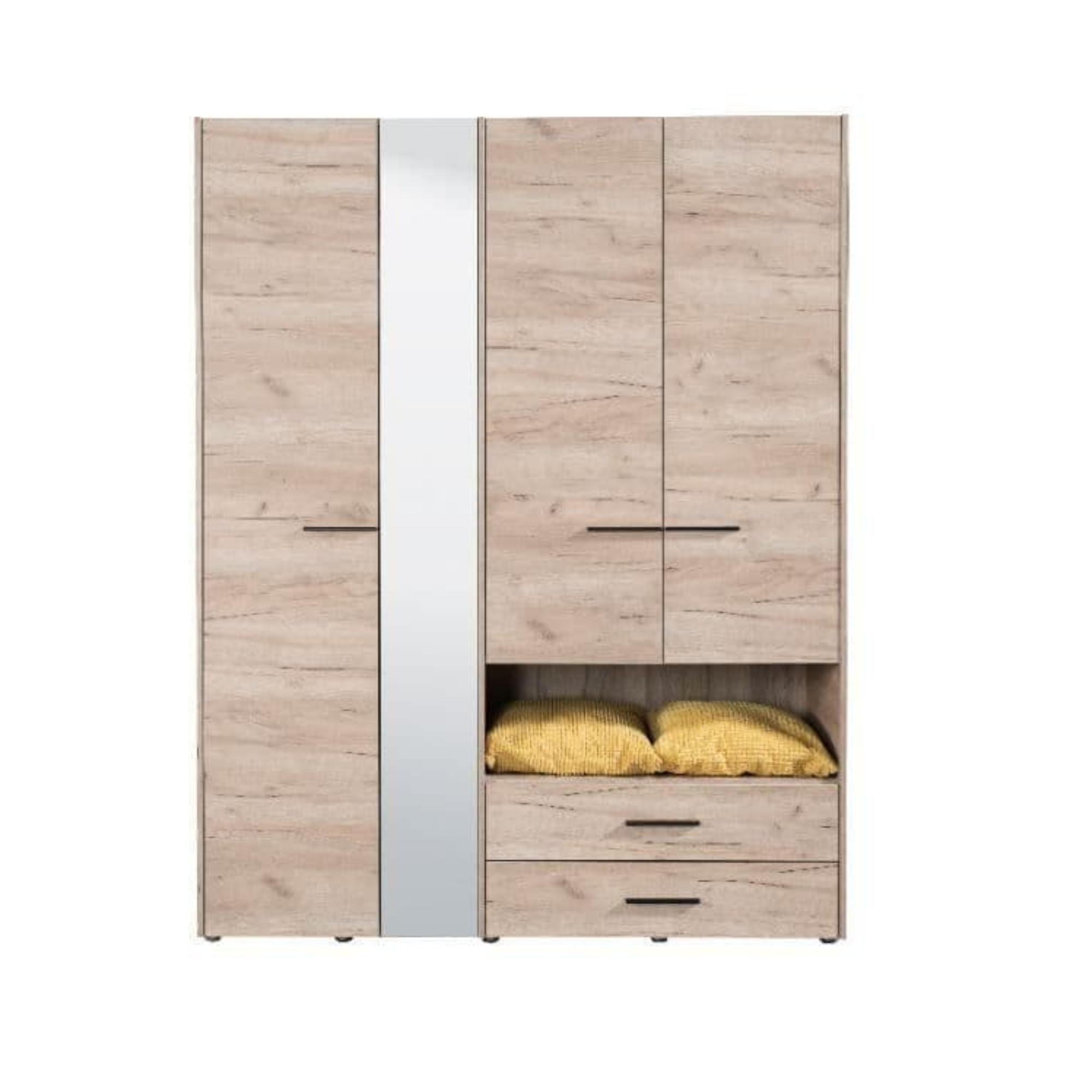 Limone Grey Oak 4 Door Wardrobe - 3044