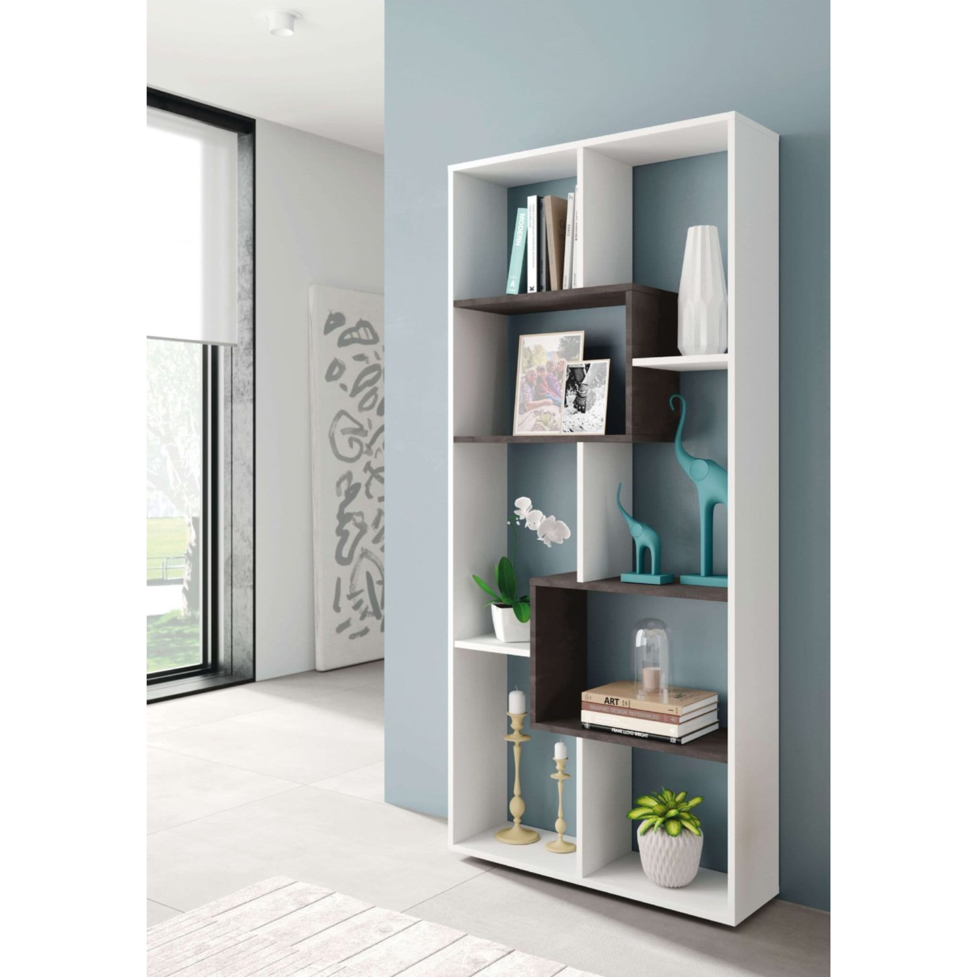 Malibu White And Dark Brown Bookcase - 2942