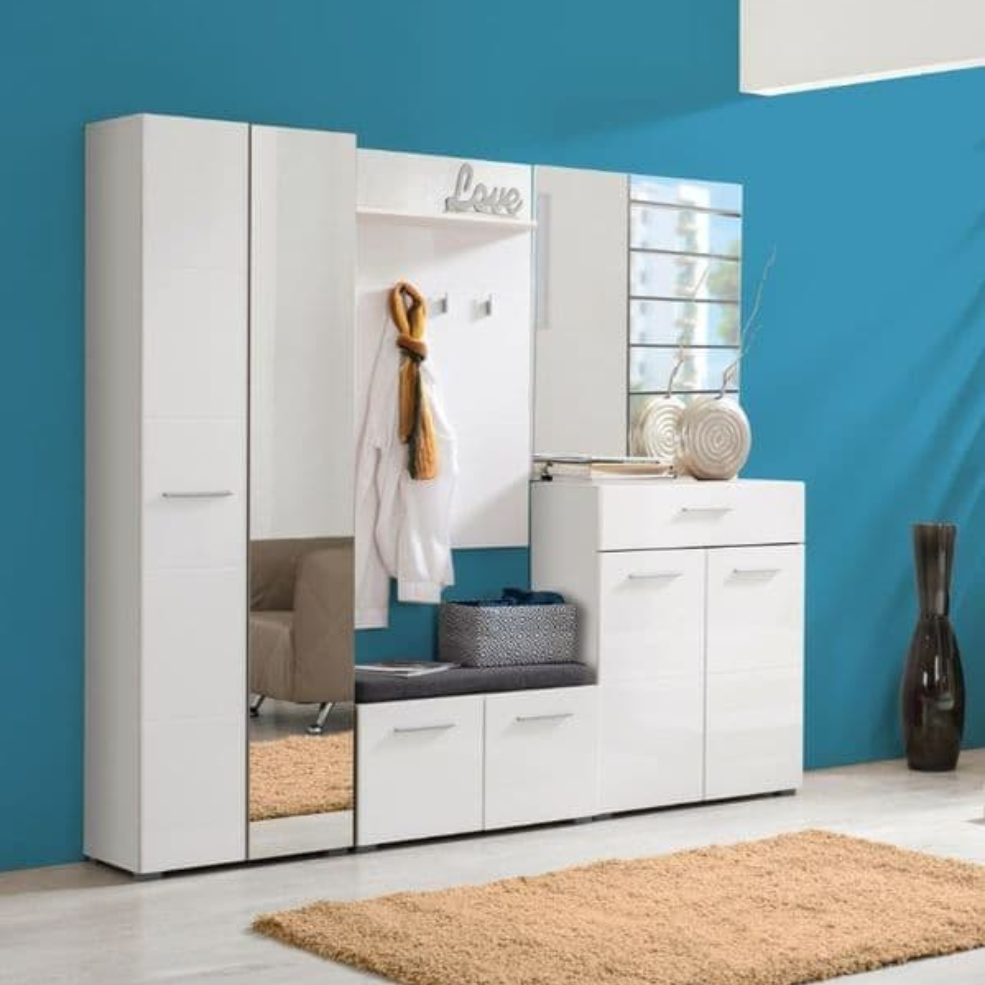 Beny White Gloss Hallway Storage - 3073