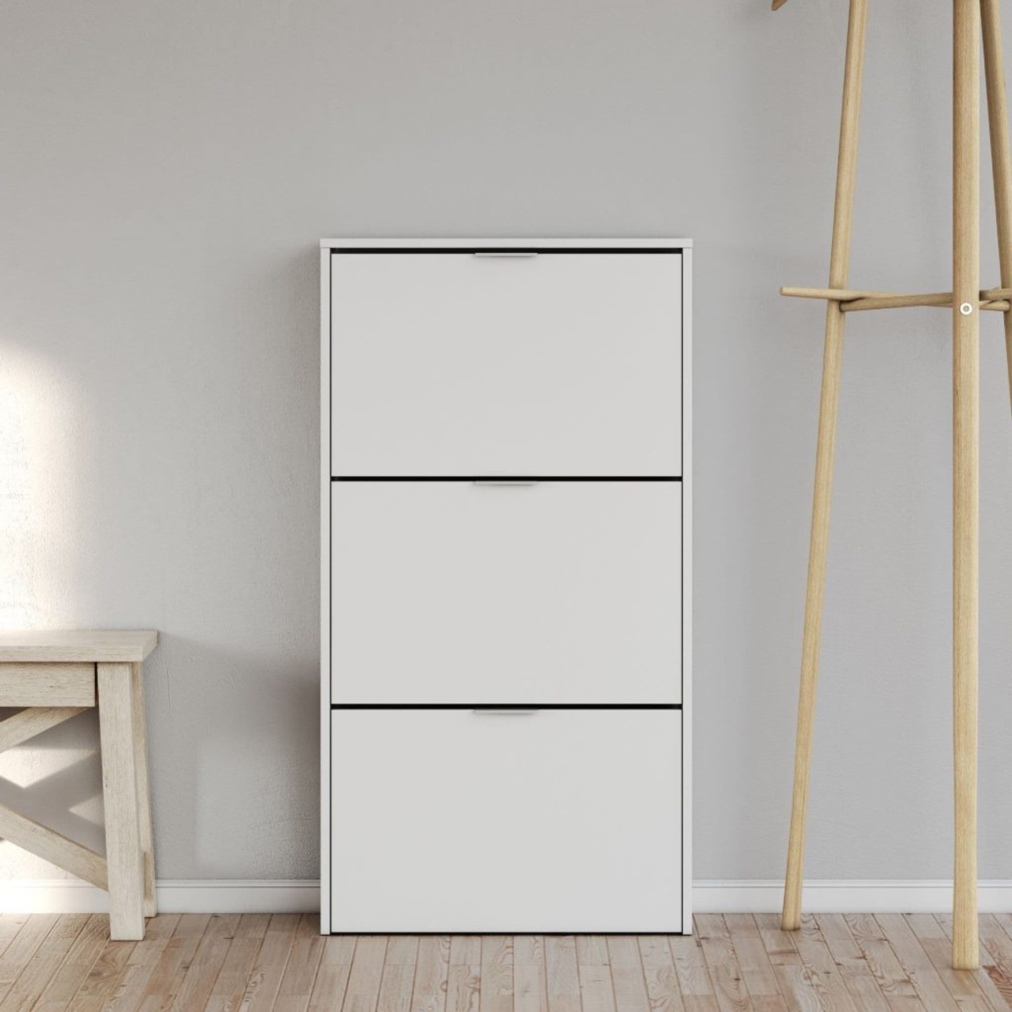 Brilo Matt White 3 Drawer Shoe Cabinet - 2894