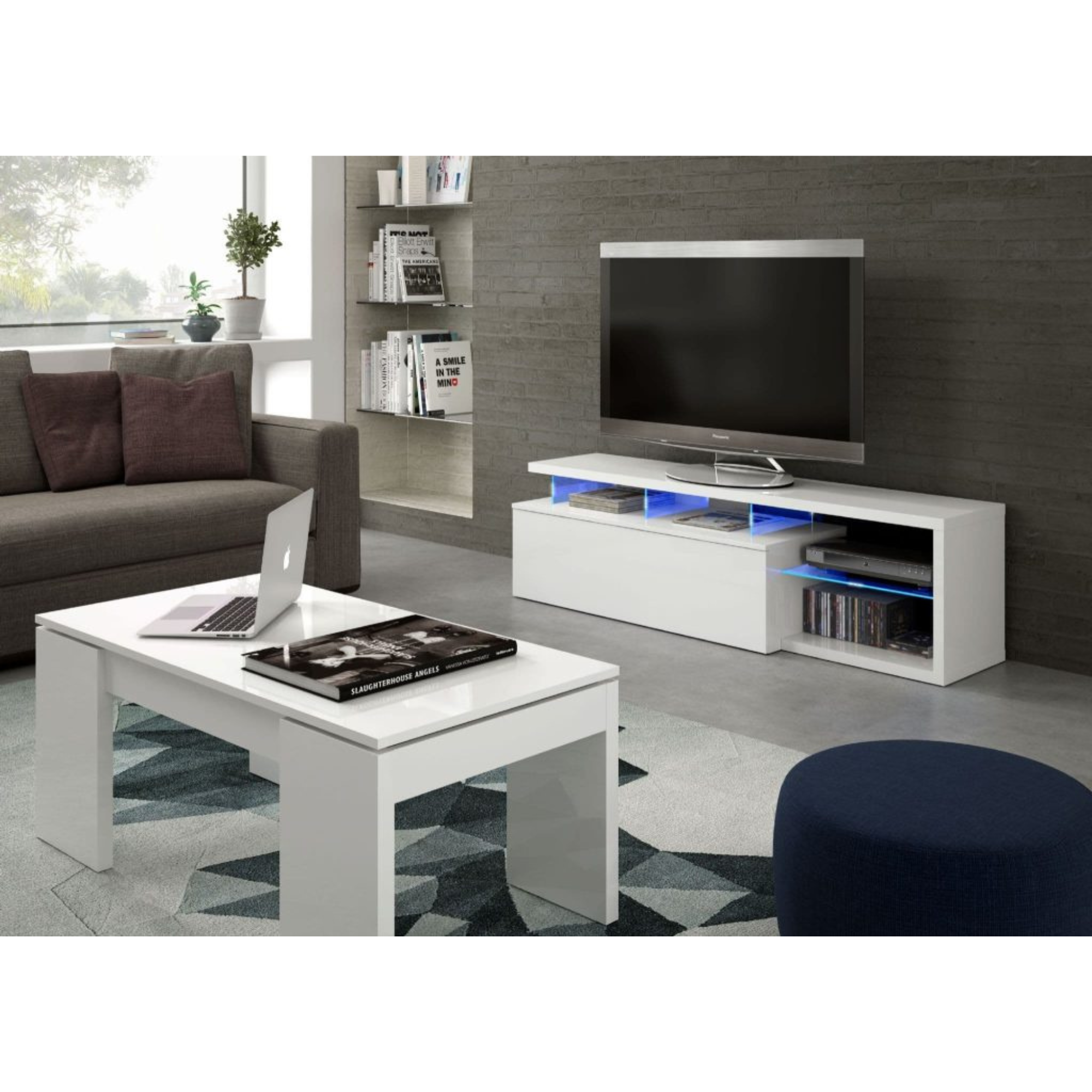 Lamia White Soft Gloss TV Cabinet Entertainment Unit - 2544