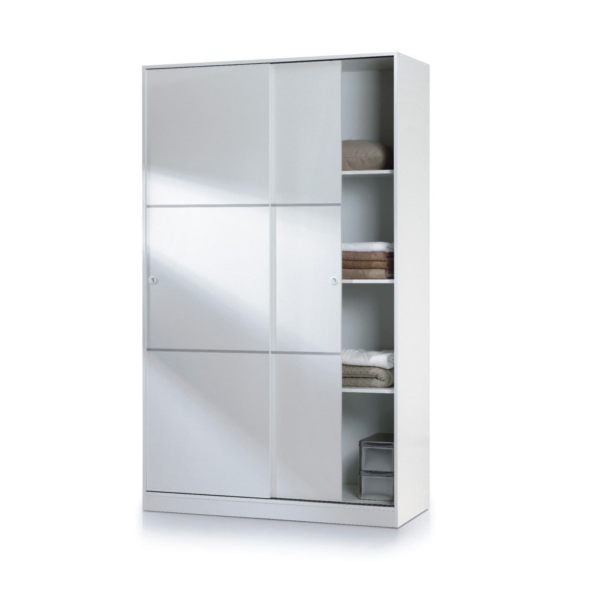 Madrid Sliding Door Wardrobe 120cm Gloss White - 2461