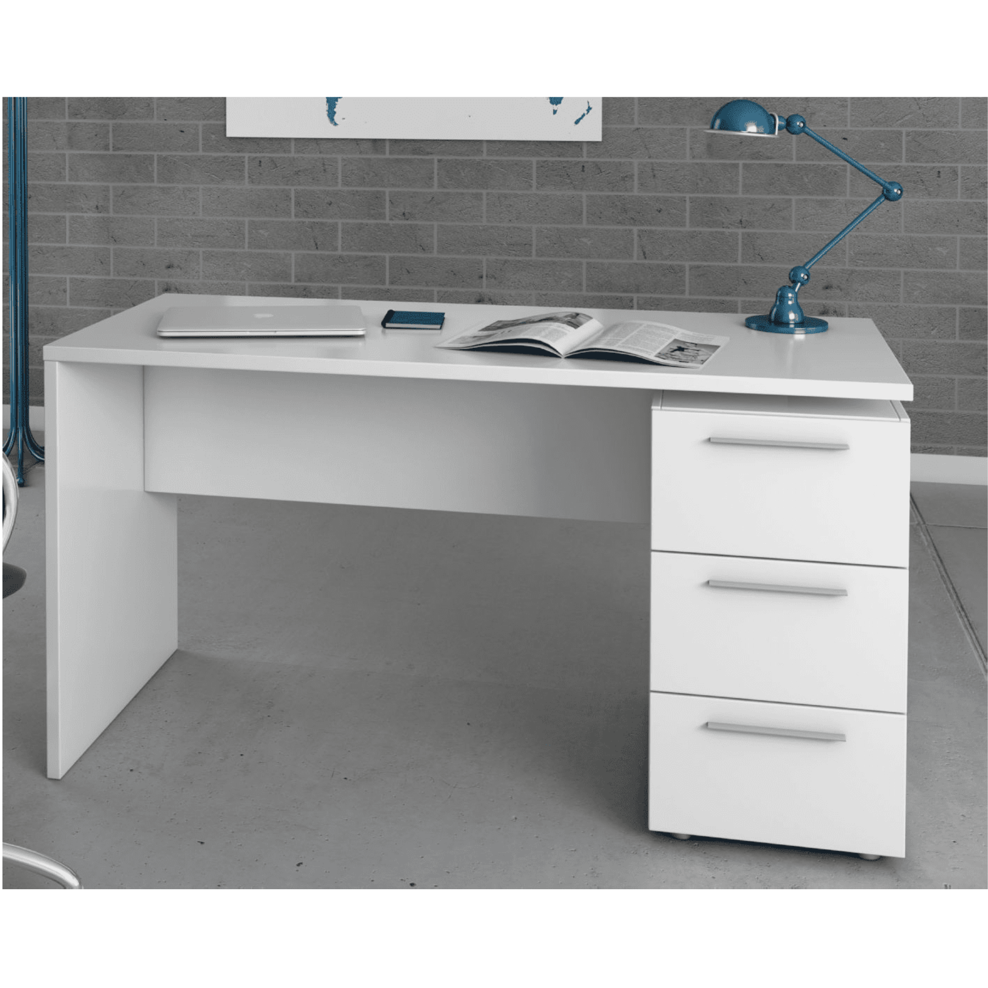 Amur White Gloss Computer Office Desk Table - 2614