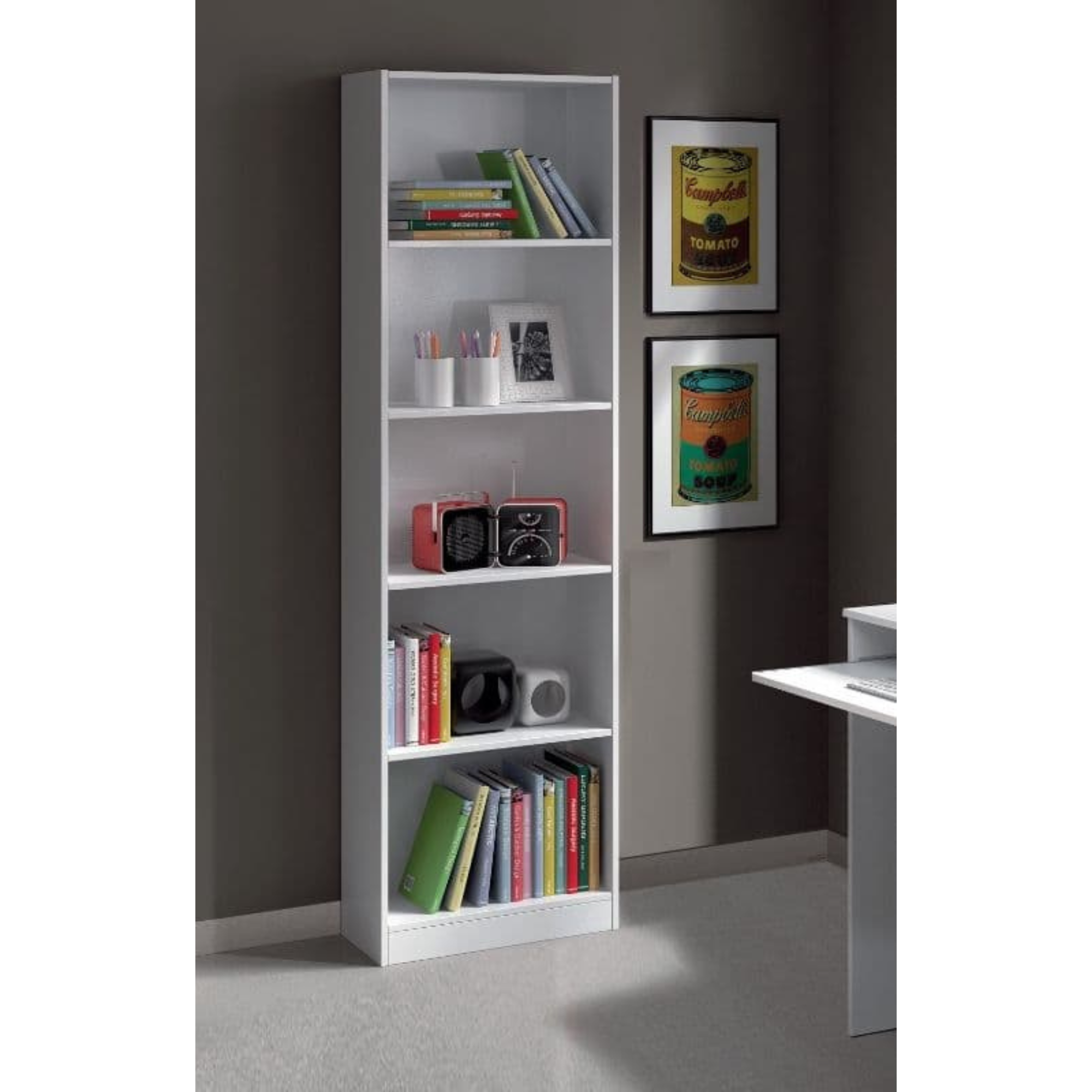 Mila White Gloss Bookcase - 2444