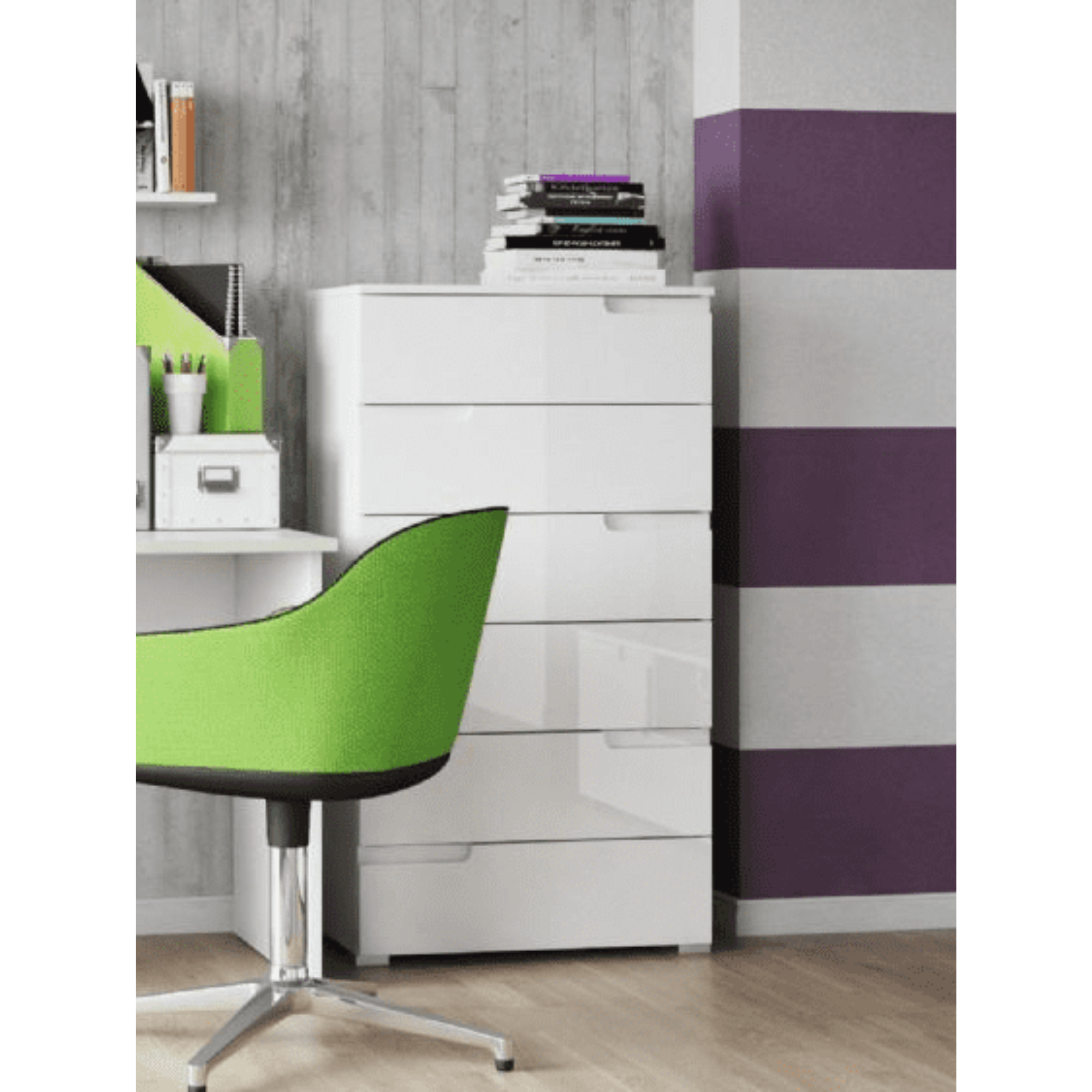 Santino White High Gloss Chest Of Drawers S3 - 2622