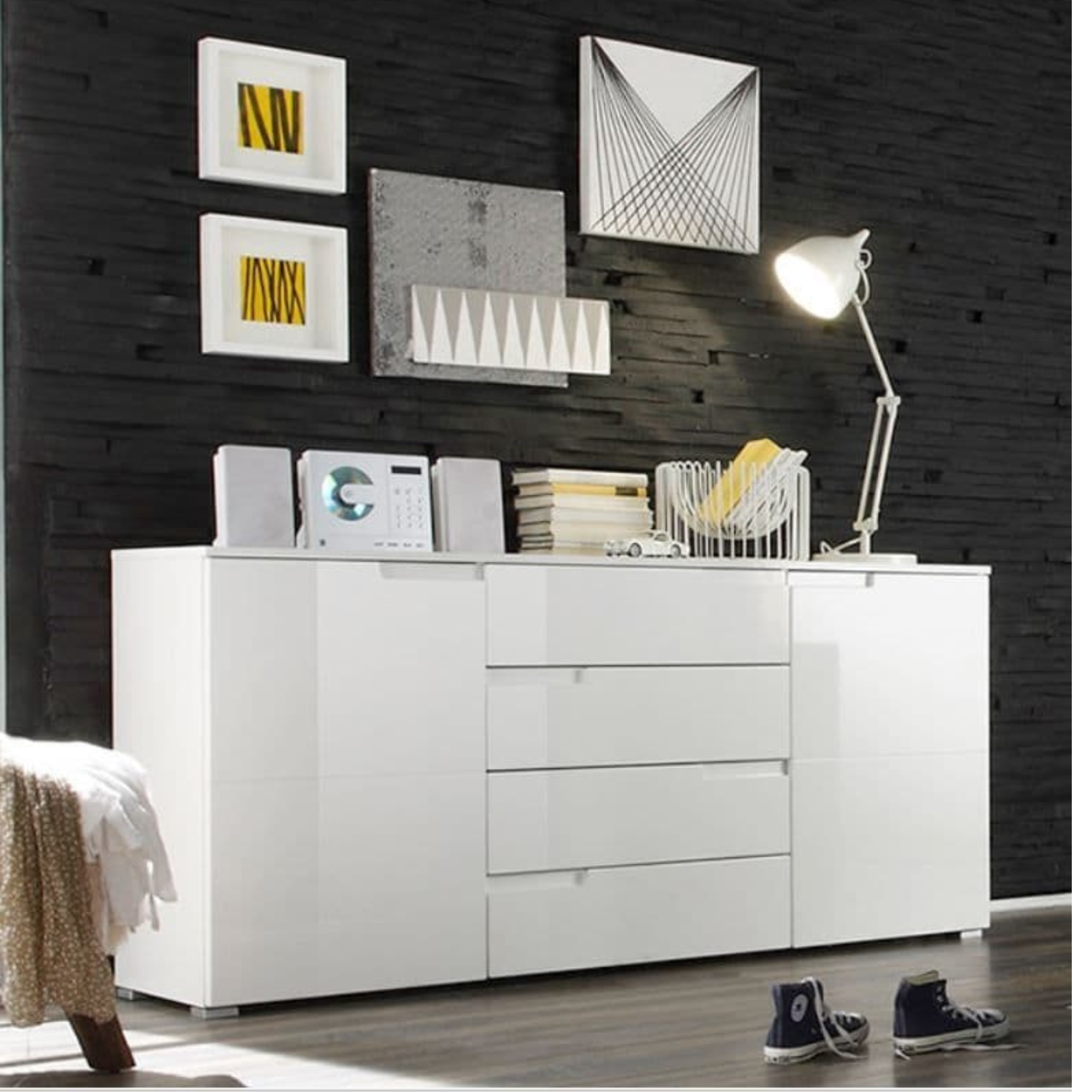 Santino White High Gloss Wide Sideboard S8 - 2616