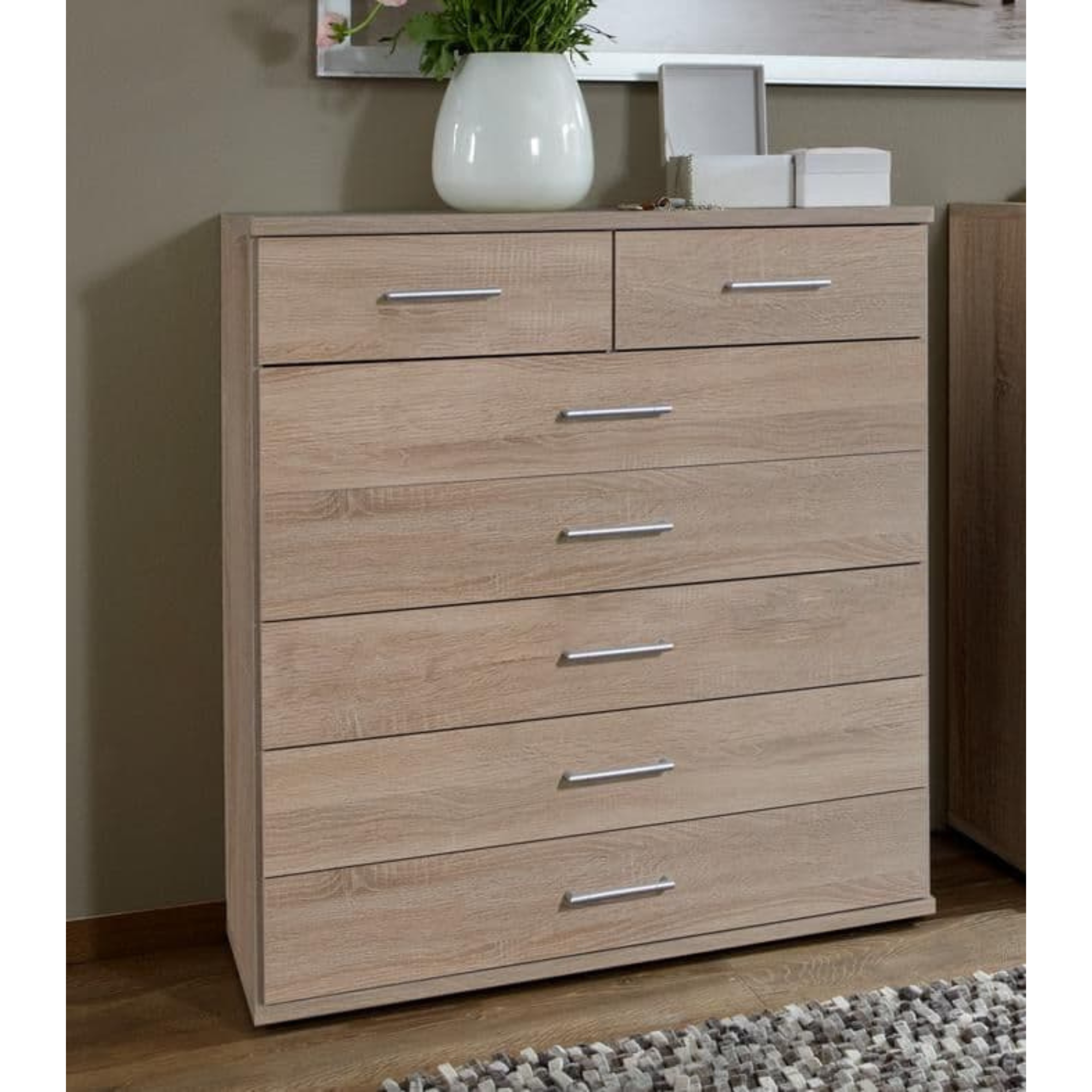 Venice Oak Effect Large Chest Of Drawers - 2370