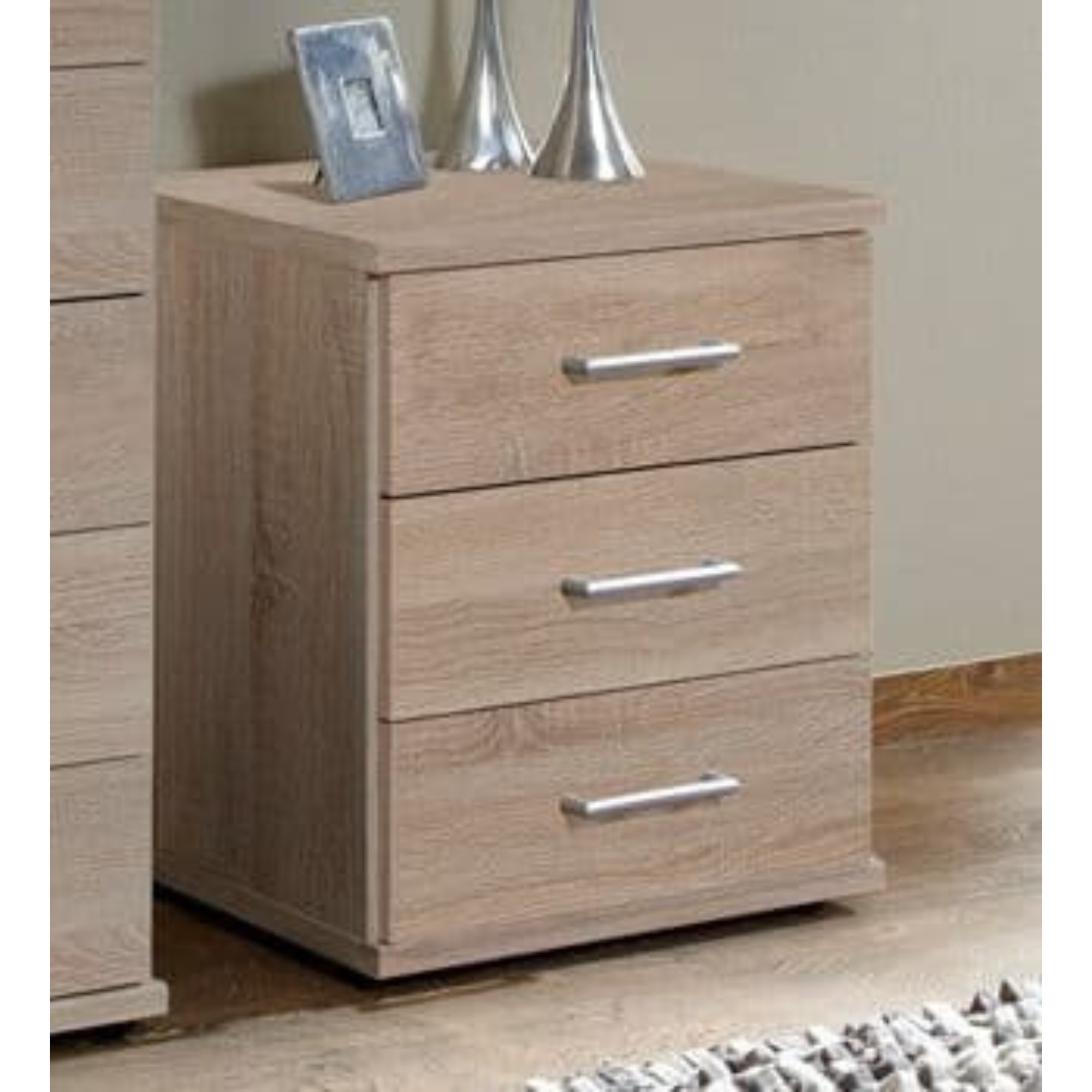 Venice Oak Effect Bedside Chest Of Drawers - 2371