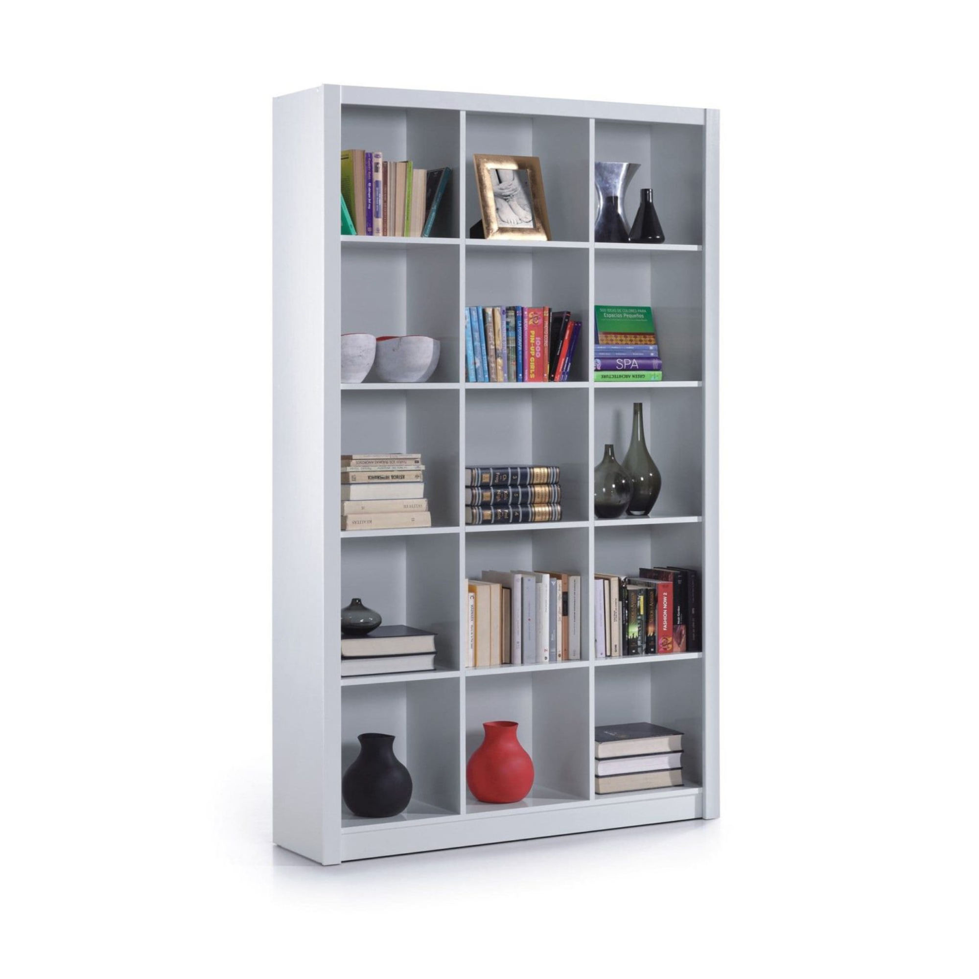 Squares White Gloss Triple Bookcase - 2447